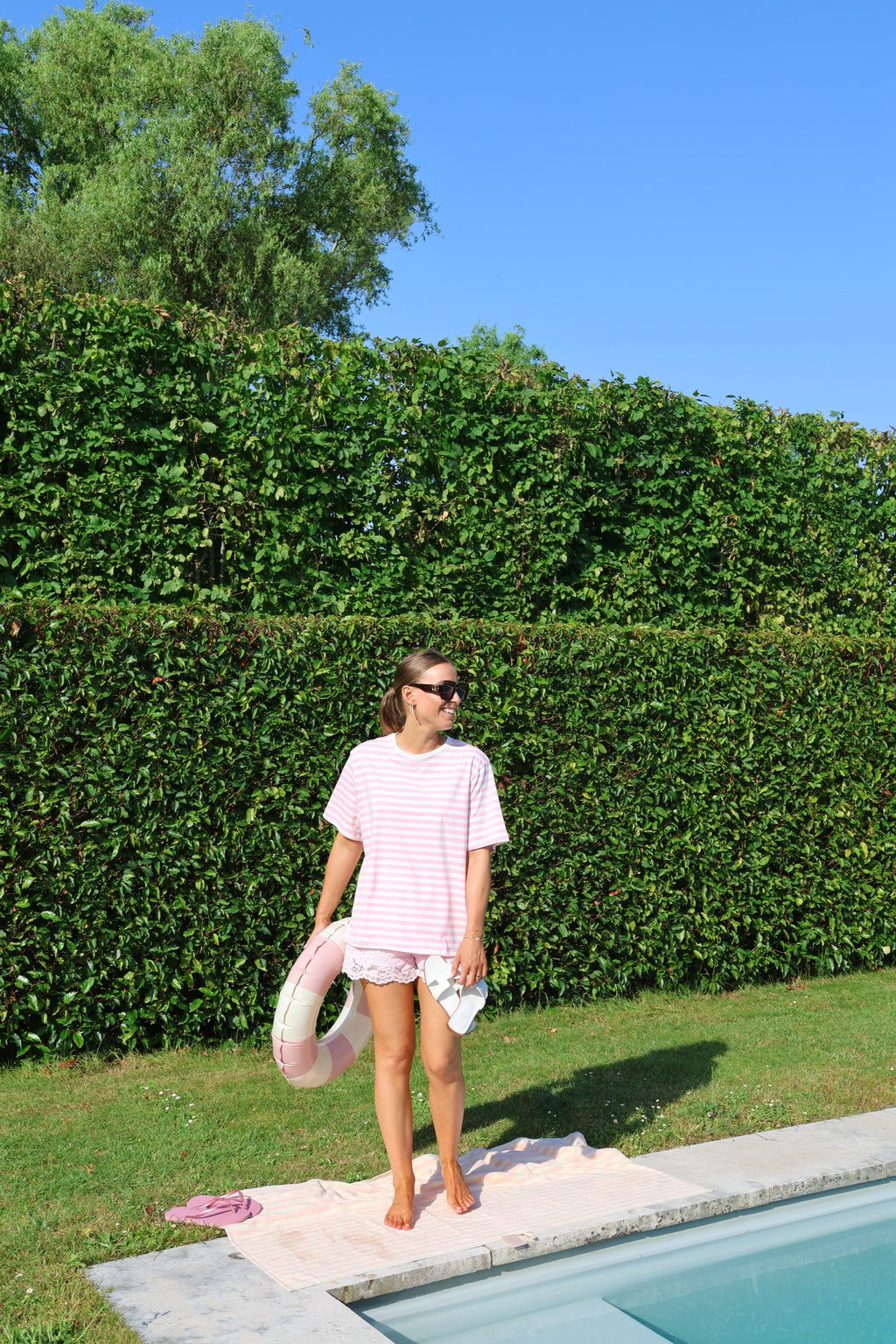 Anna gestreepte T-shirt roze/wit