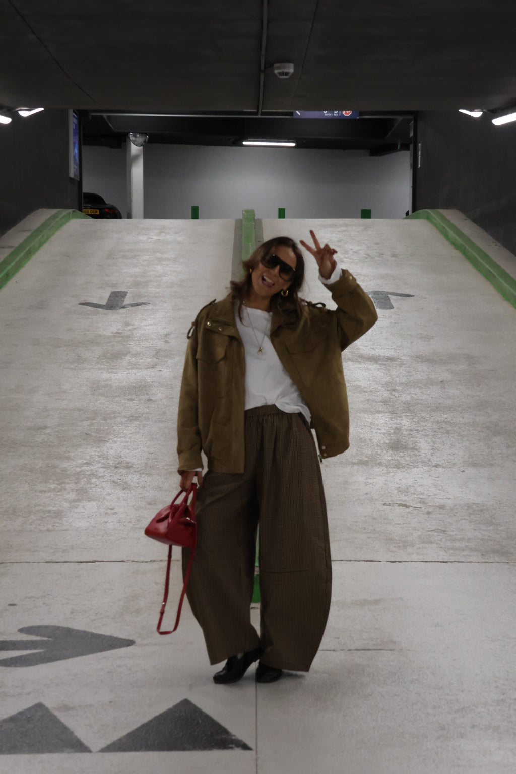 Anna carreaux balloon broek camel