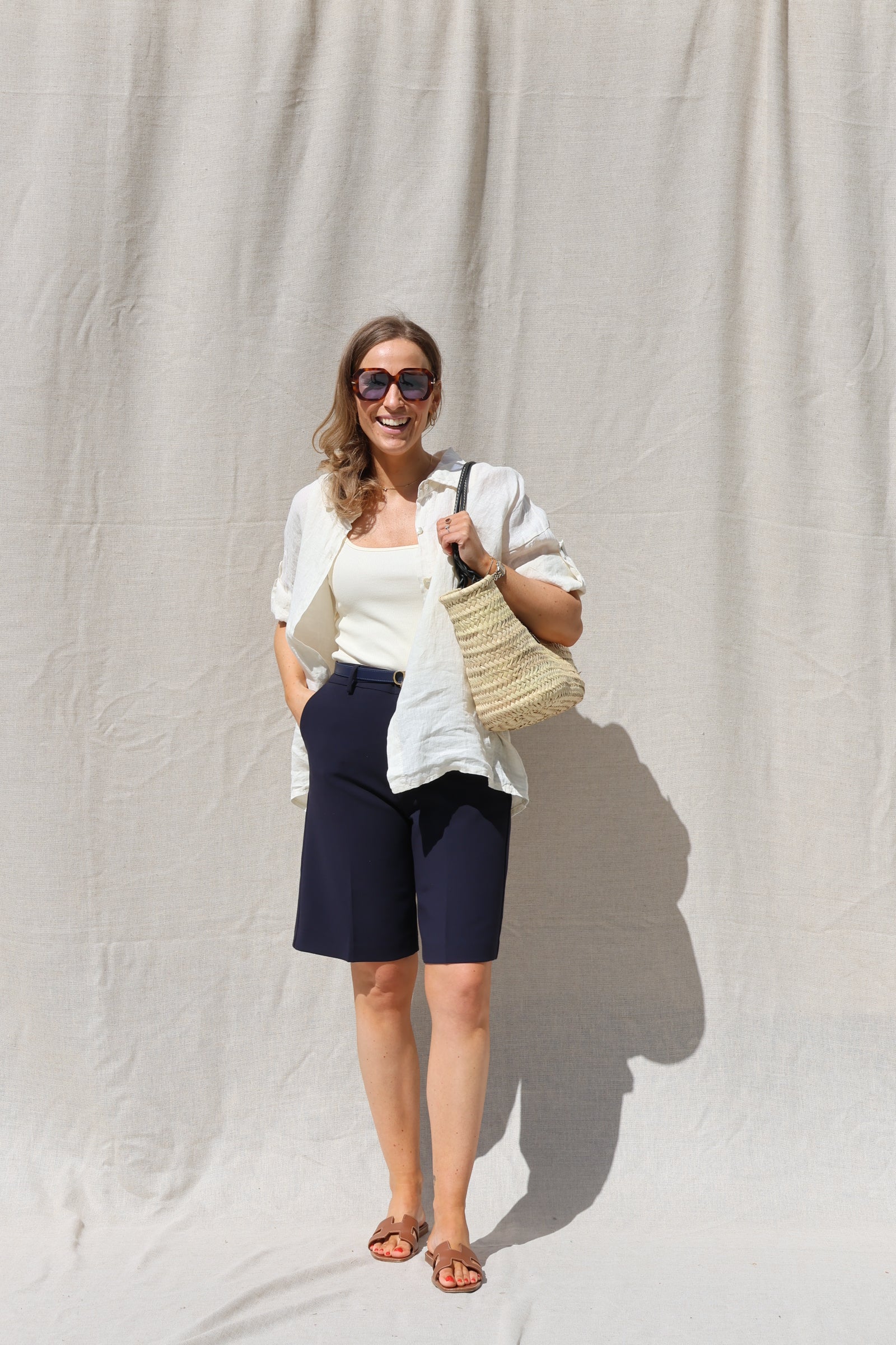 Elise halflange pantalon marine