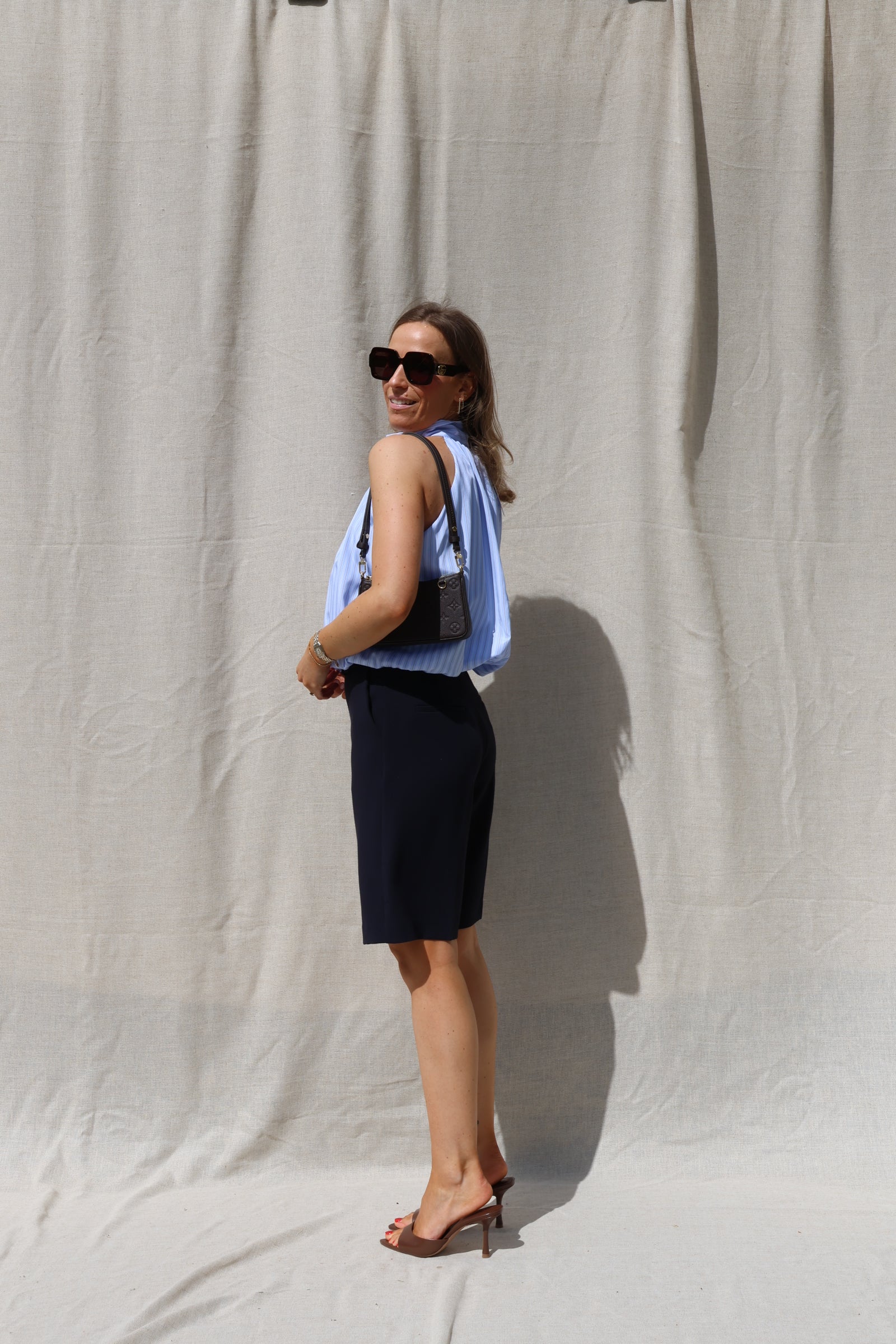Elise halflange pantalon marine