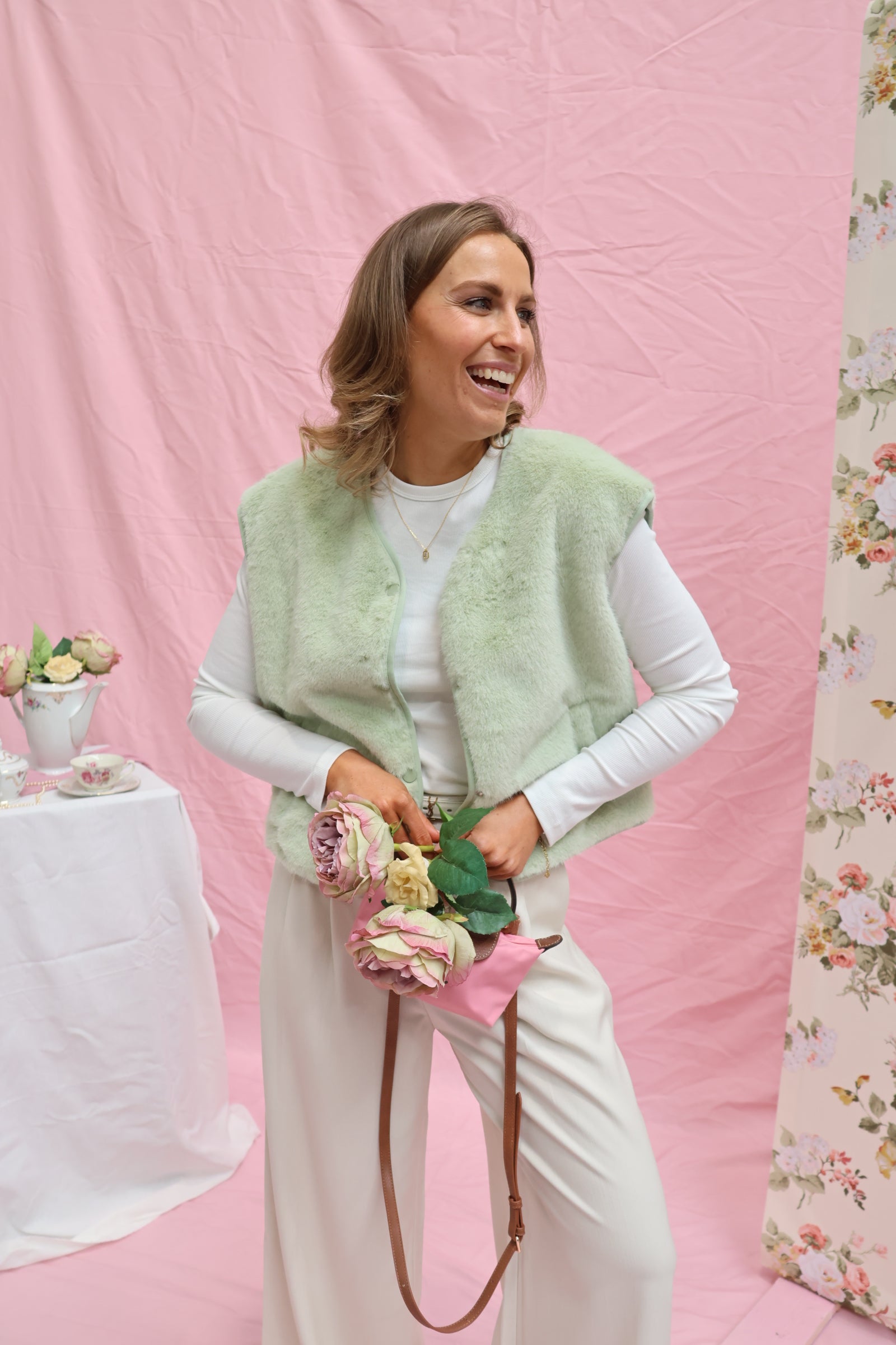 Faux fur vestje mintgroen