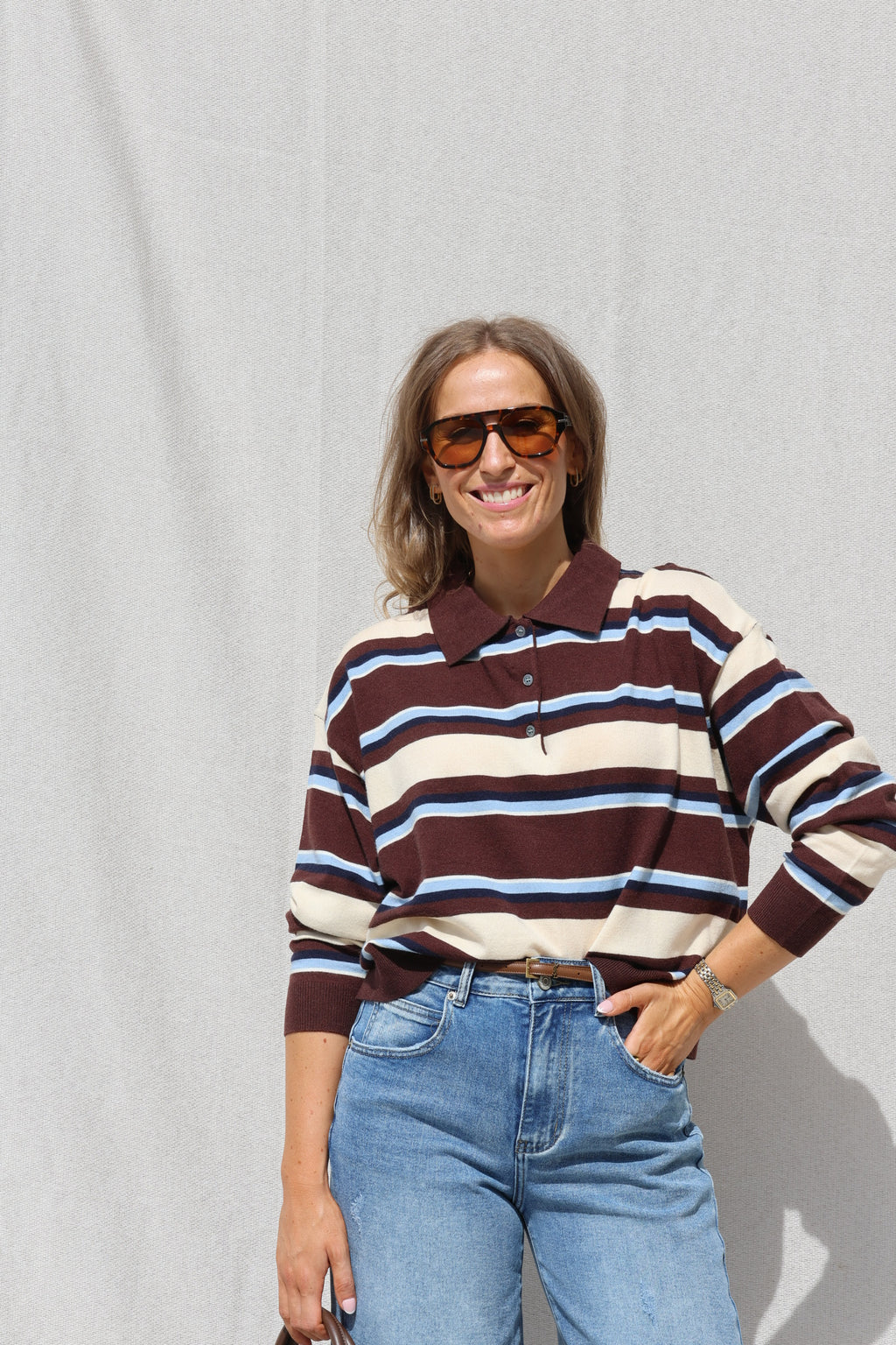 PRE-ORDER Mauren striped polo knit