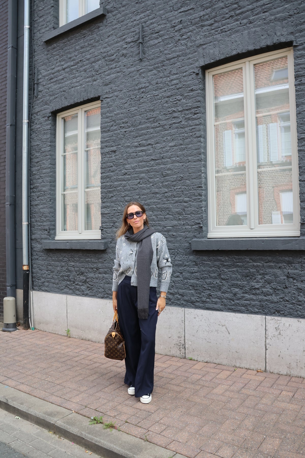 Bibi cardigan met paisley print grijs