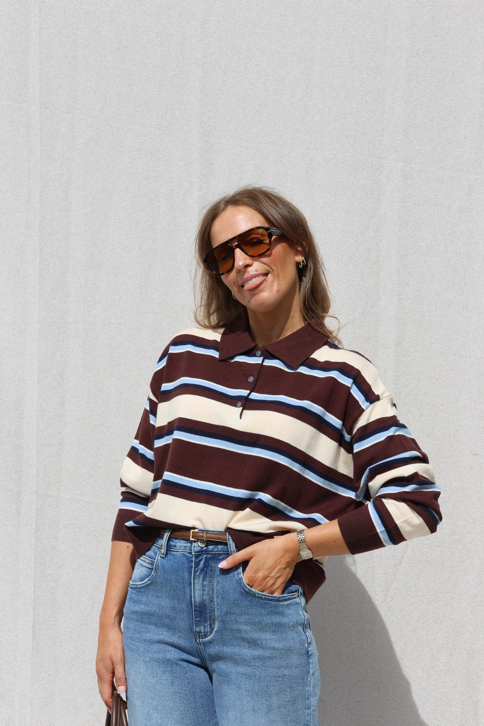 PRE-ORDER Mauren striped polo knit
