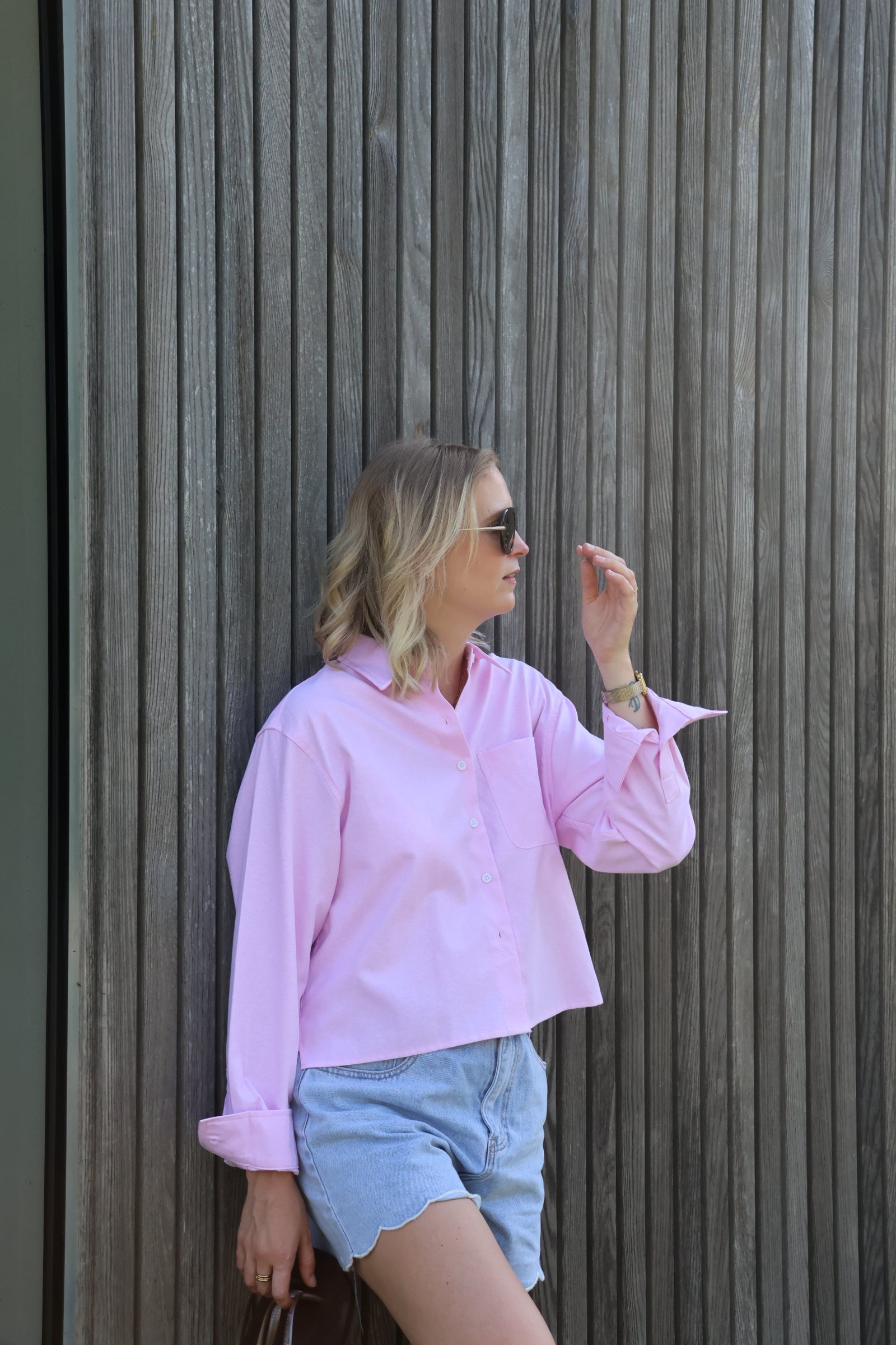 Millie cropped hemdje roze