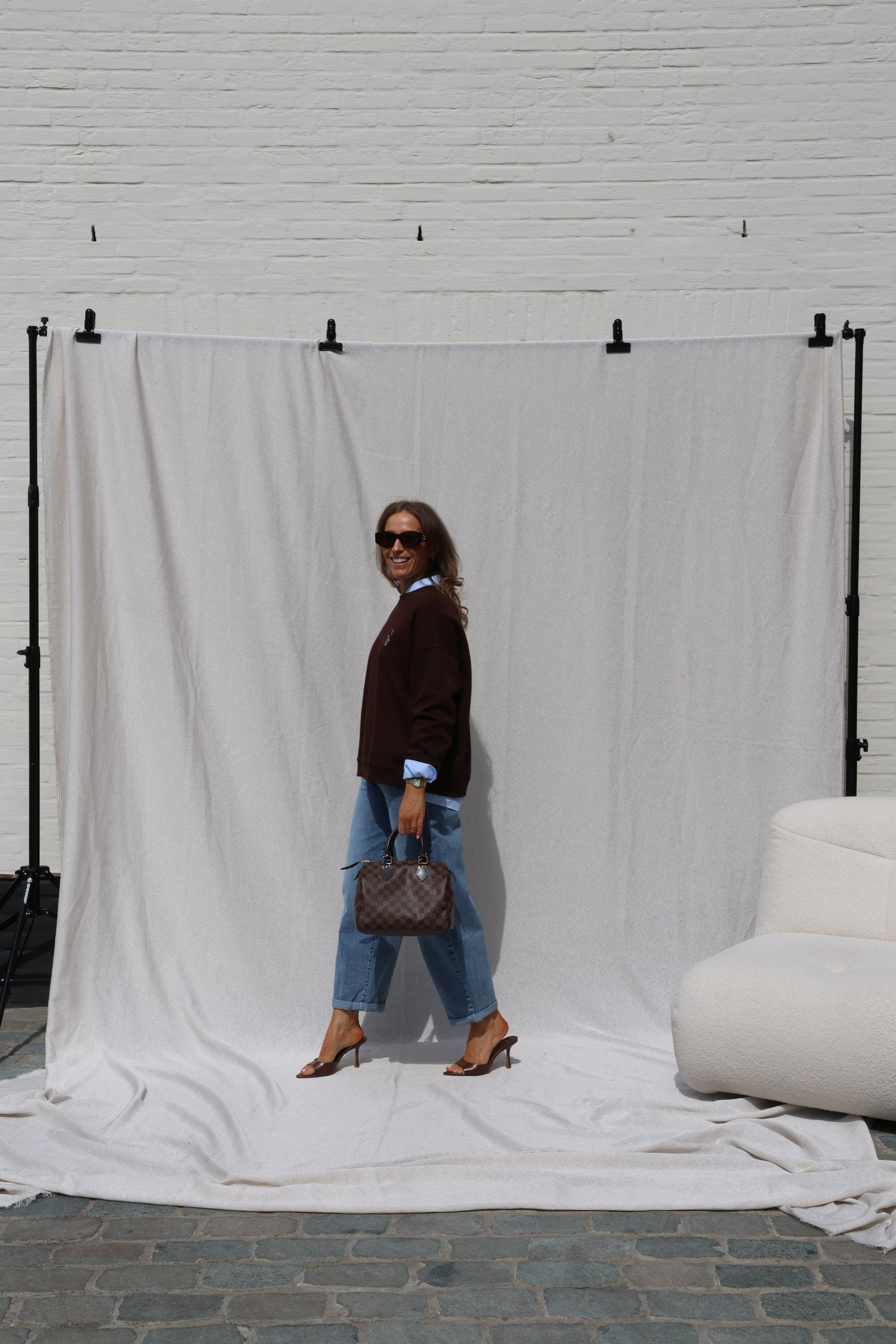 Clarisse sweater met beertje bruin