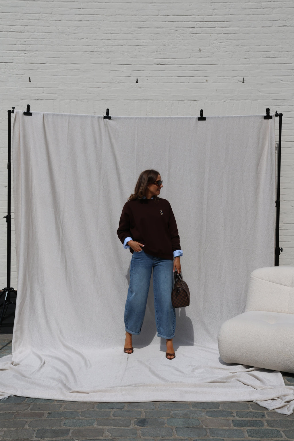 Clarisse sweater met beertje bruin