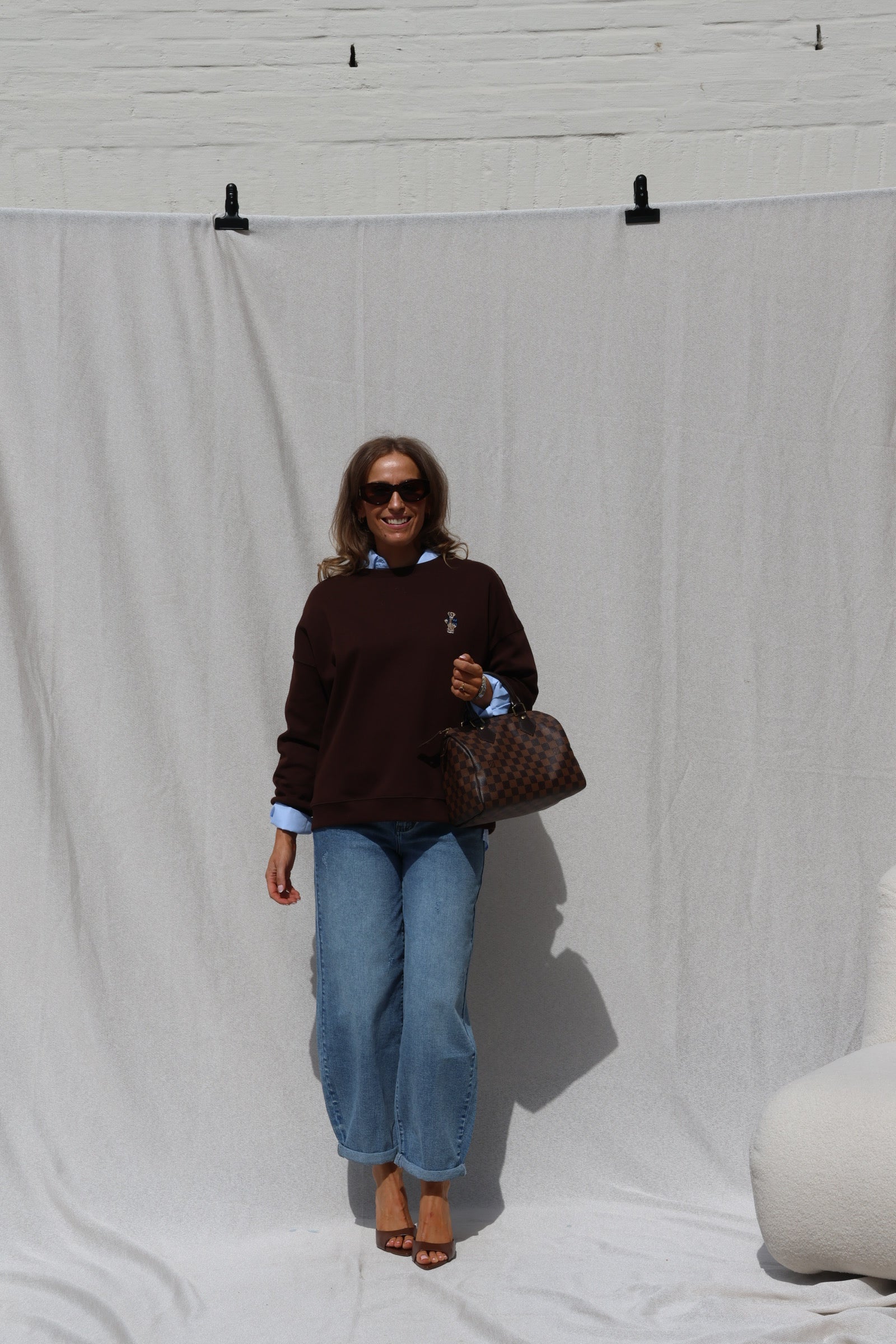Clarisse sweater met beertje bruin