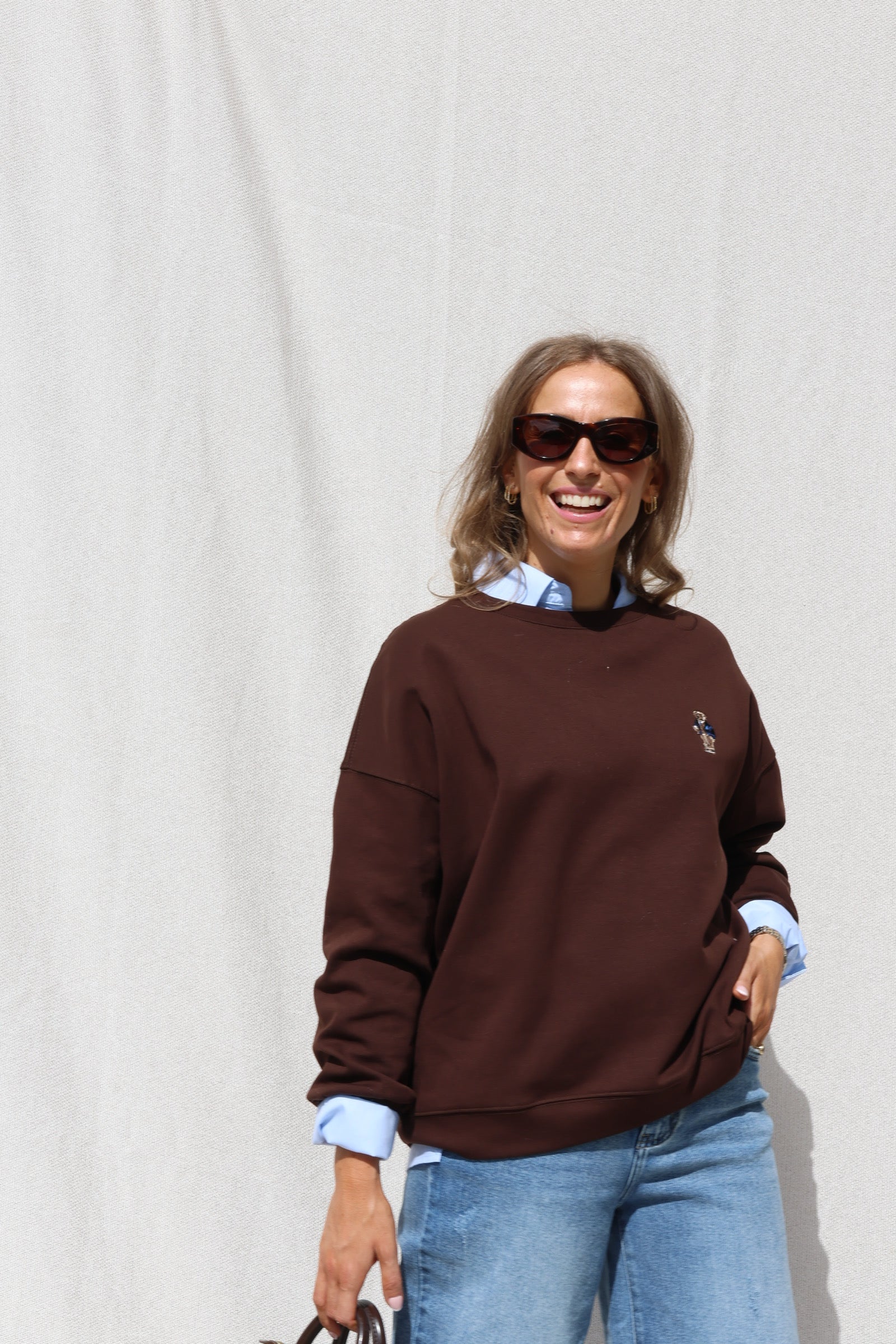 Clarisse sweater met beertje bruin