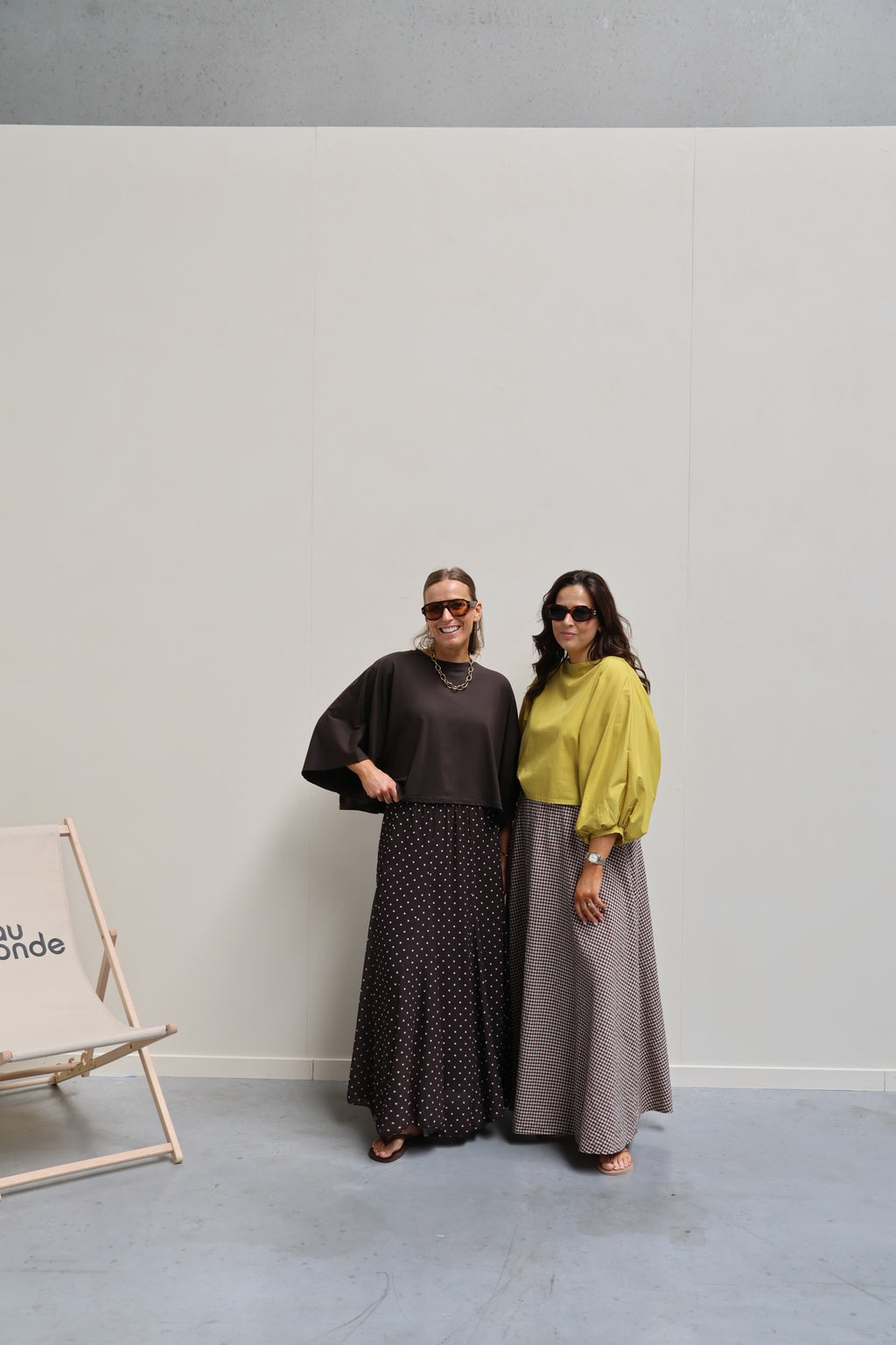 Ziva geruite maxi rok bruin