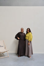 Ziva geruite maxi rok bruin