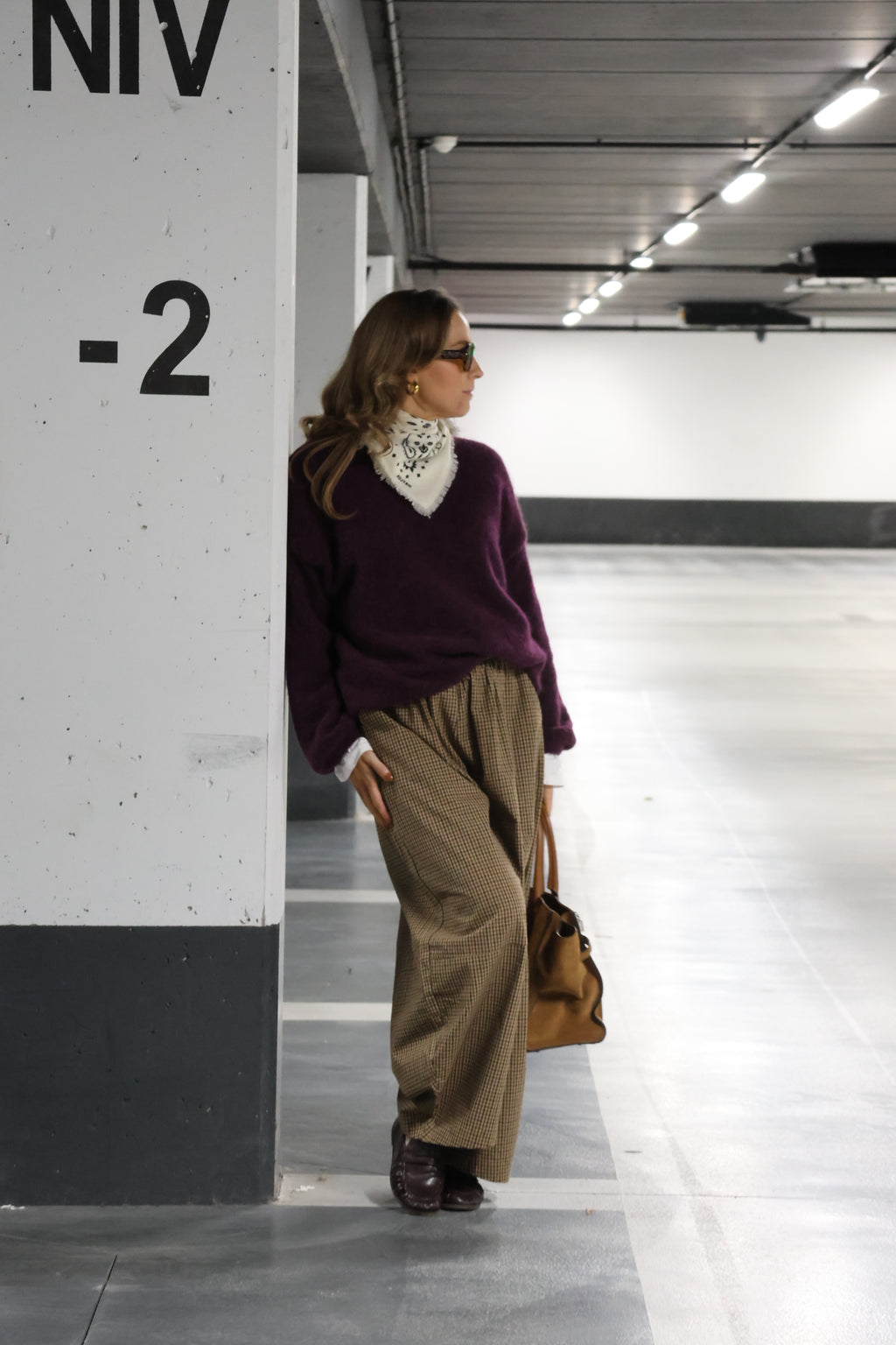 Anna carreaux balloon broek camel