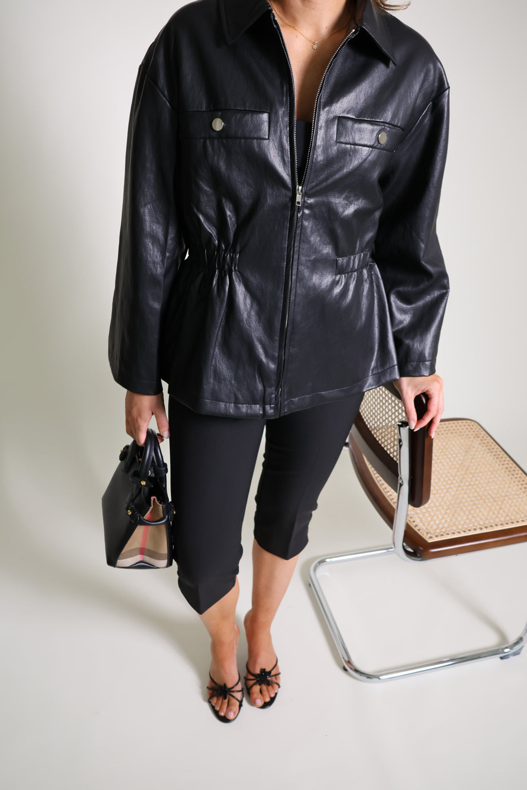 Amelia faux leather jas zwart