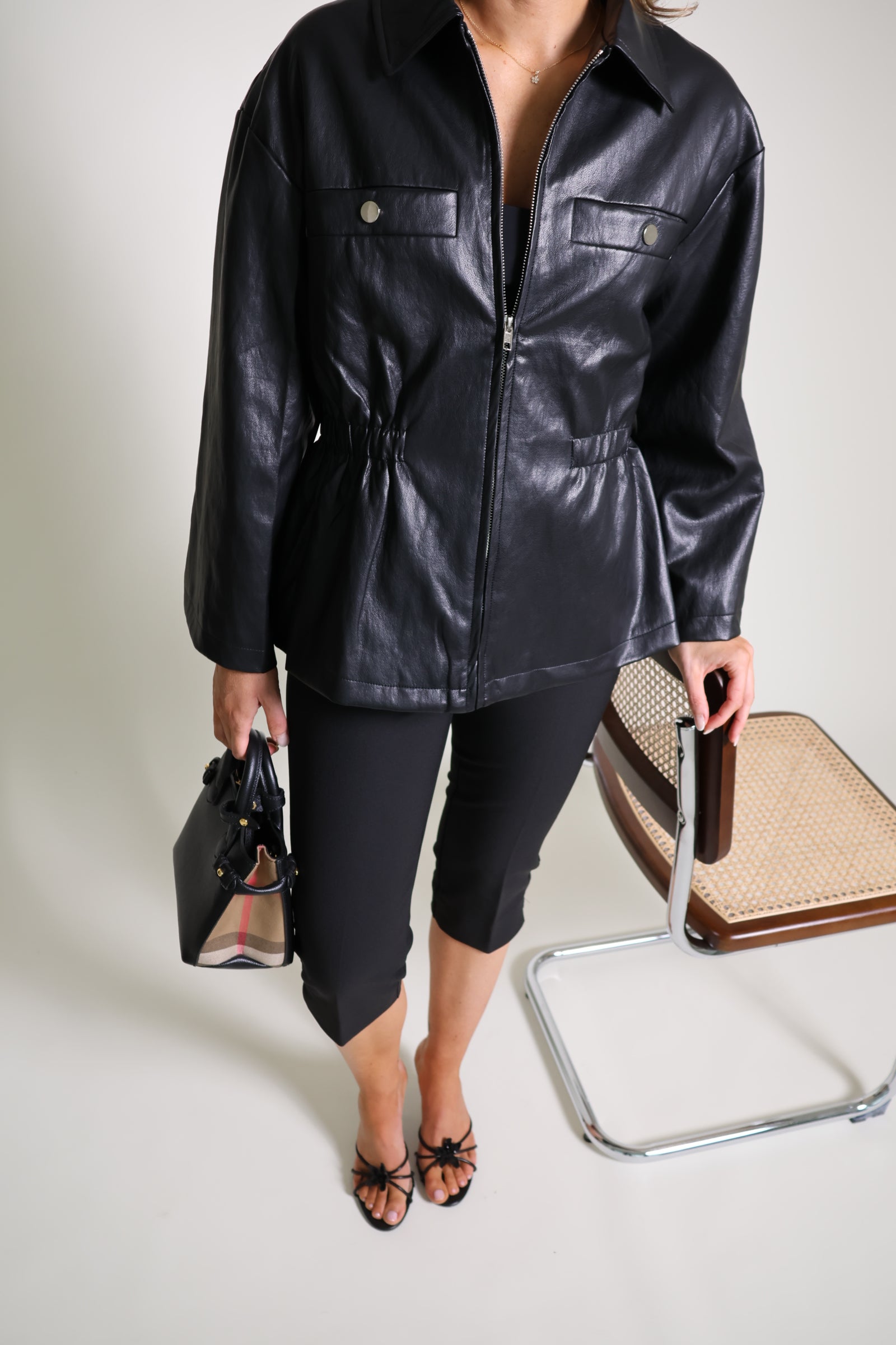 Amelia faux leather jas zwart