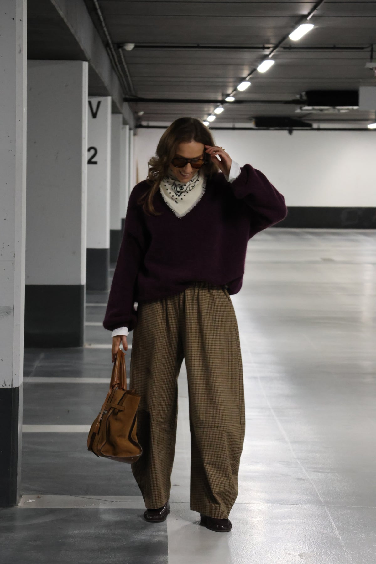 Anna carreaux balloon broek camel
