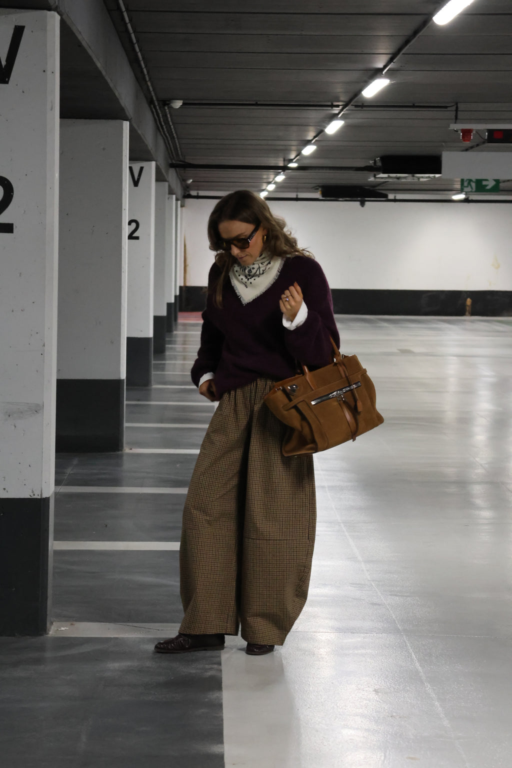 Anna carreaux balloon broek camel