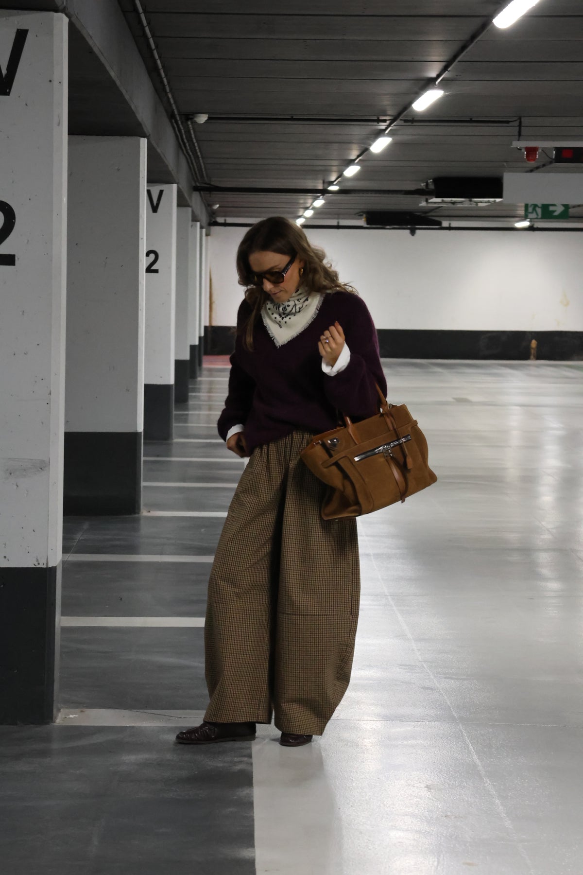Anna carreaux balloon broek camel