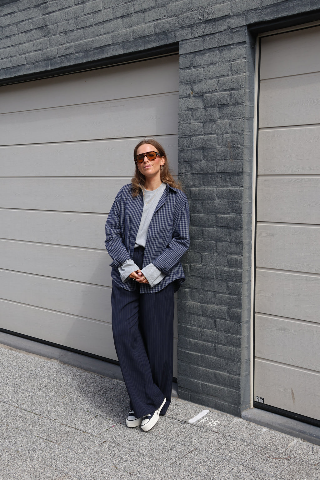 Elke pantalon met krijtstreep
