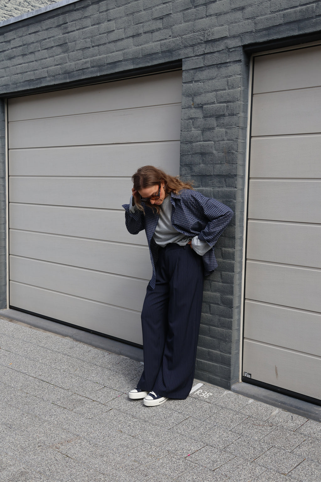 Roxanne geruit hemd marine