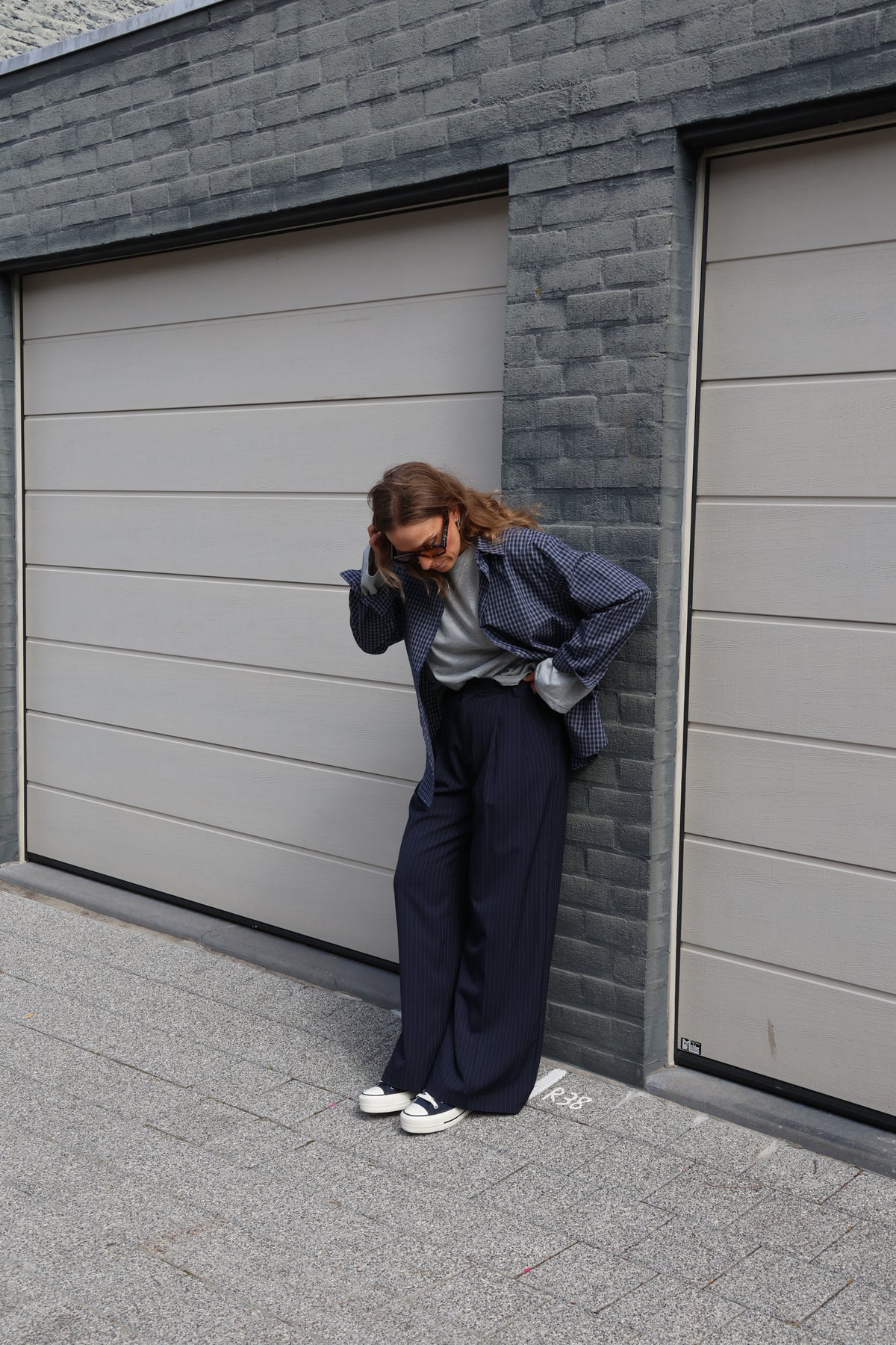 Roxanne geruit hemd marine
