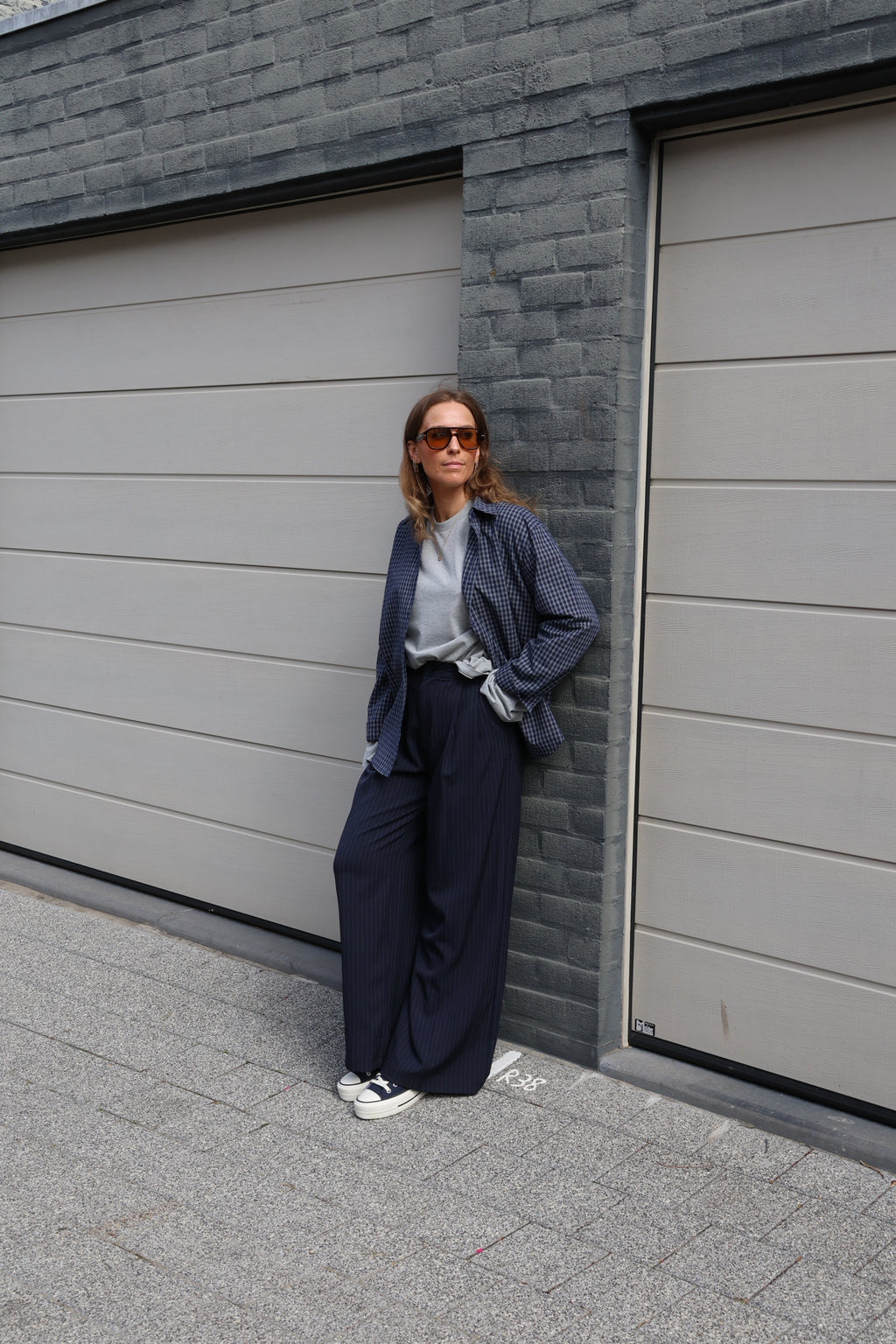 Elke pantalon met krijtstreep