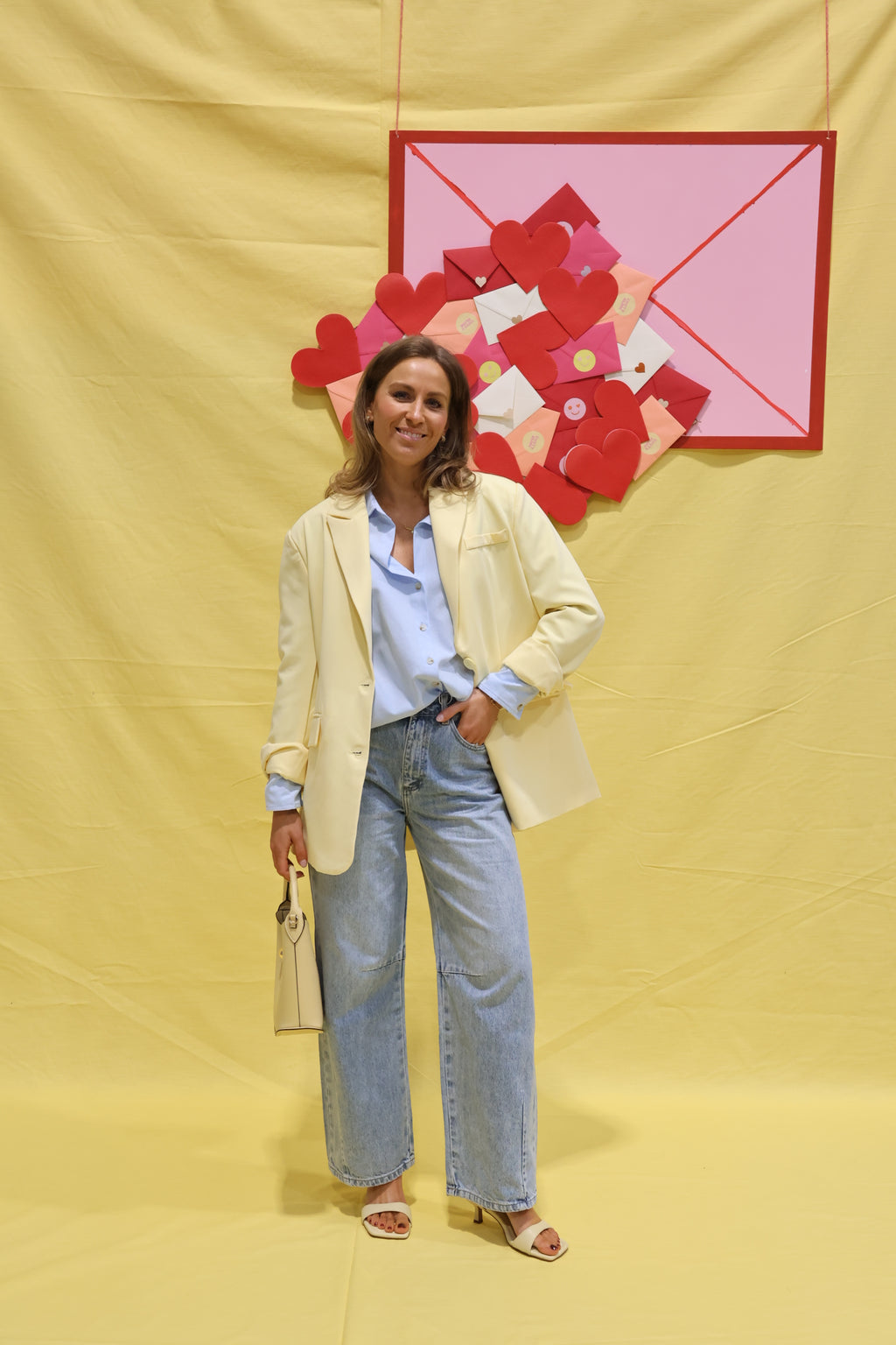 Poppy detail blazer geel