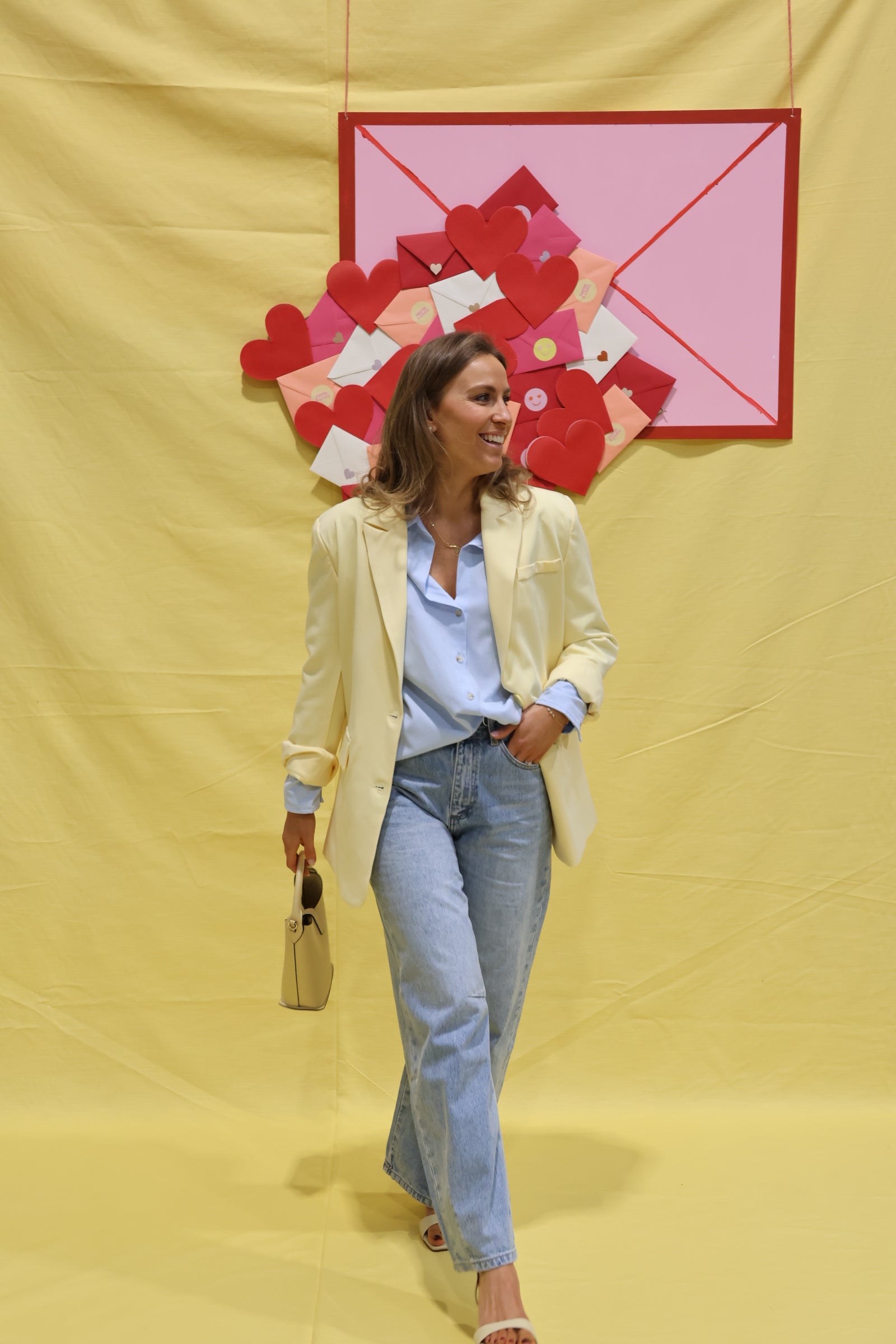 Poppy detail blazer geel