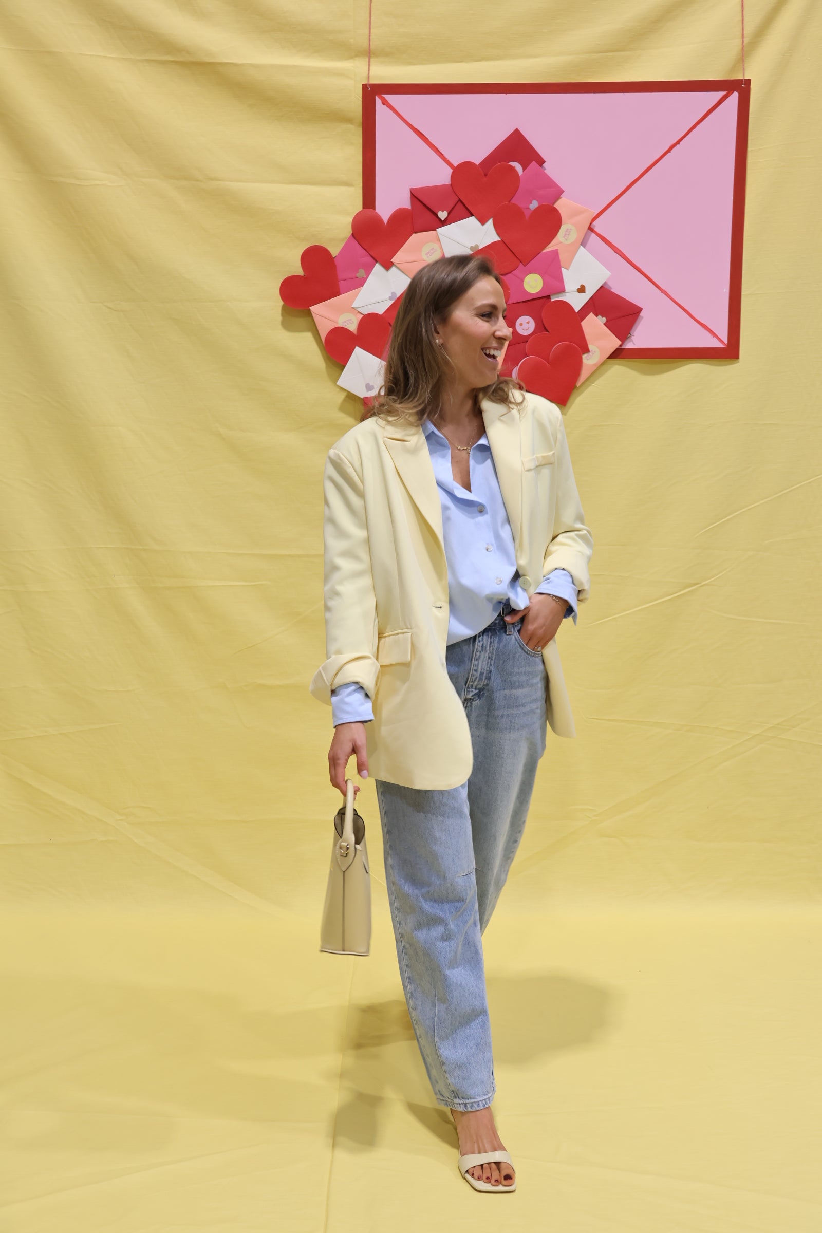 Poppy detail blazer geel