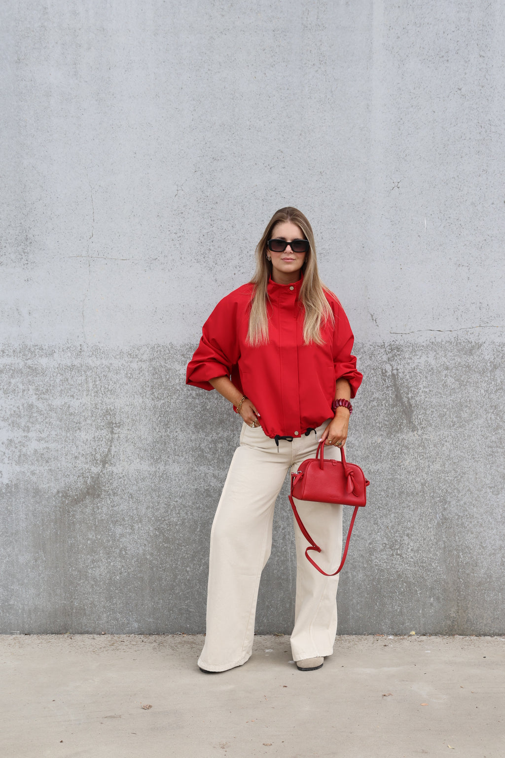 Lilly wide leg jeans met detail beige