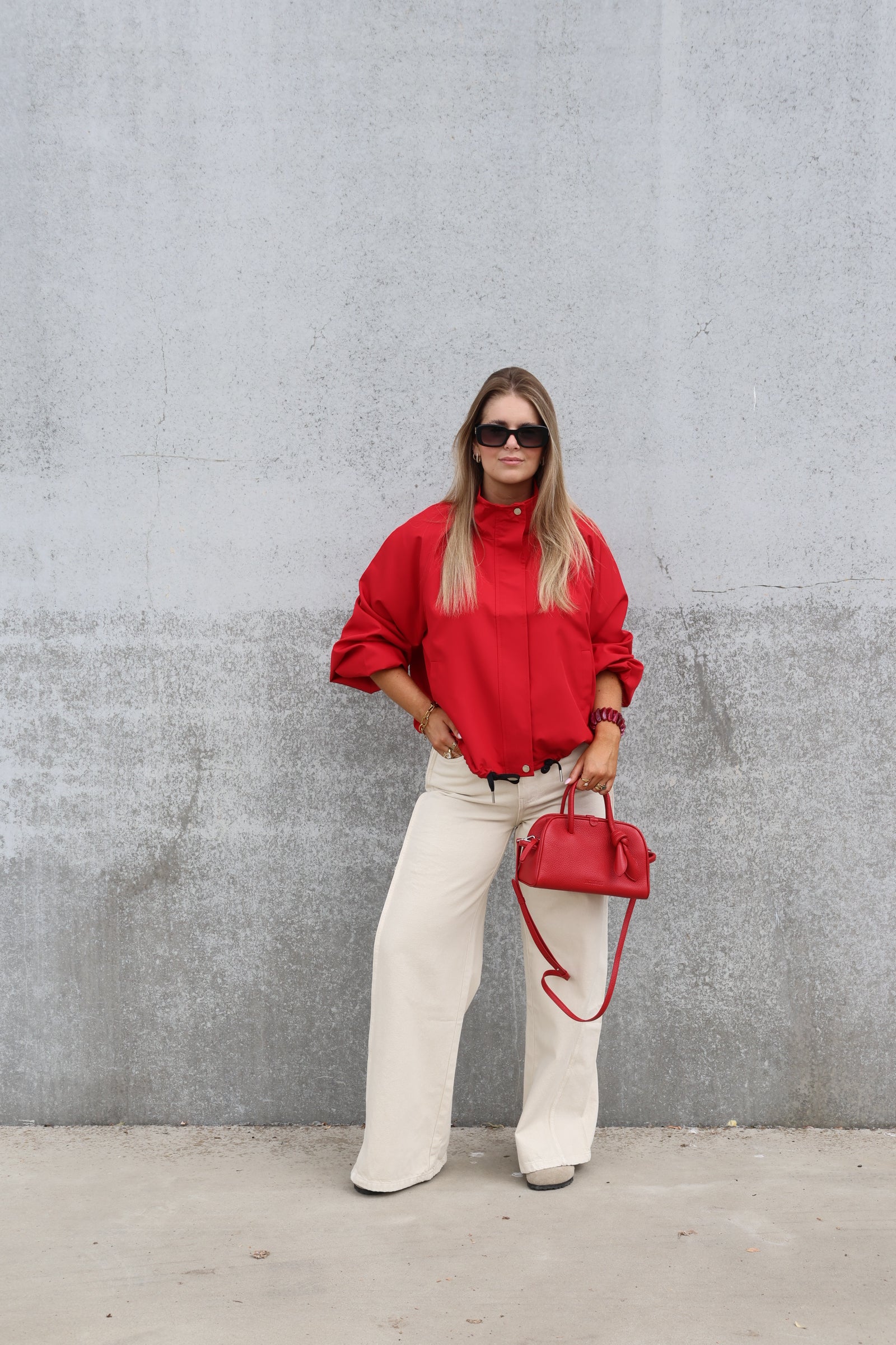 Lilly wide leg jeans met detail beige