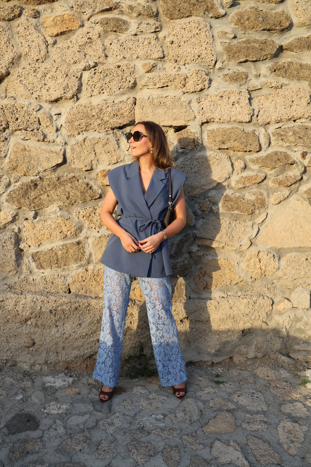 Serena lace trousers blauw