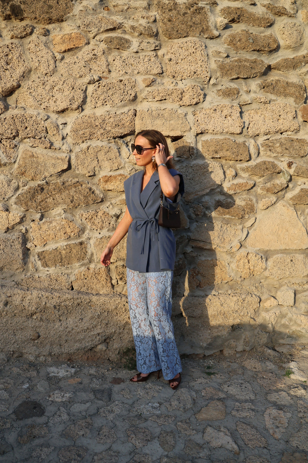 Serena lace trousers blauw