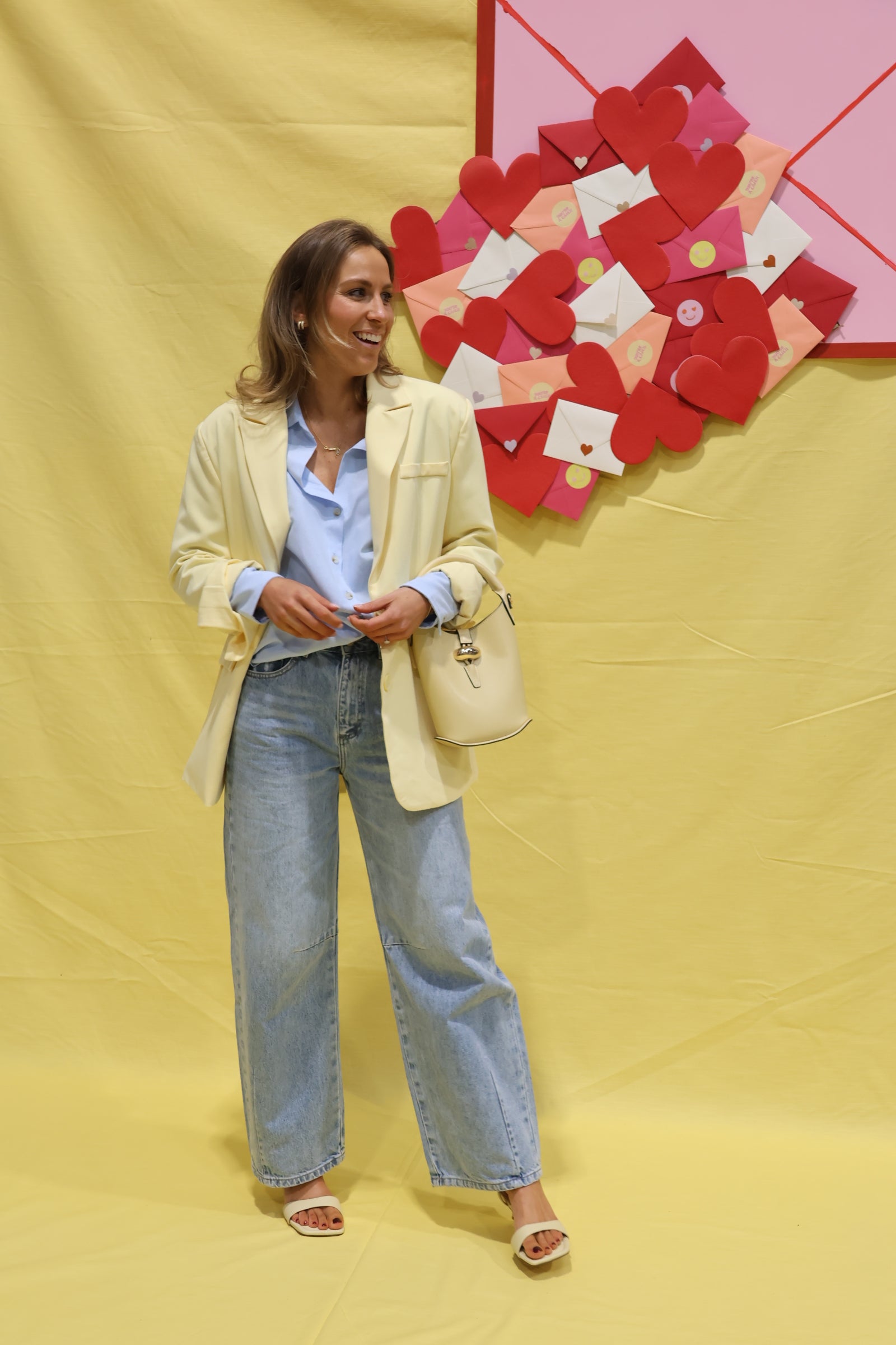 Poppy detail blazer geel