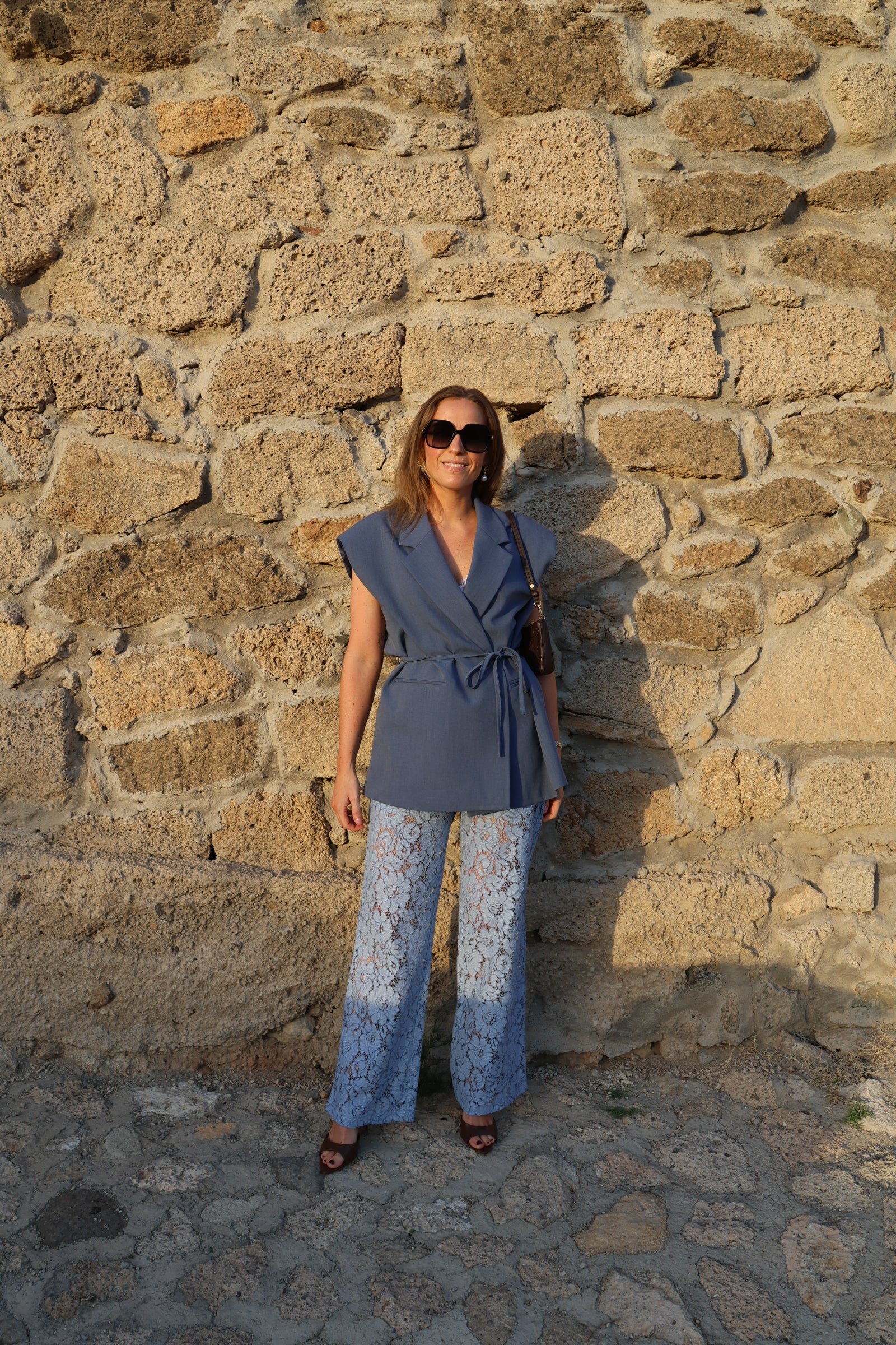 Serena lace trousers blauw