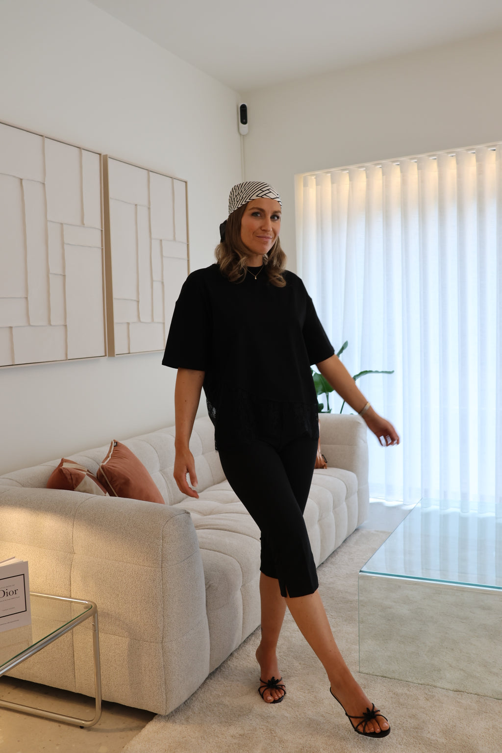 Millie lace T-shirt zwart