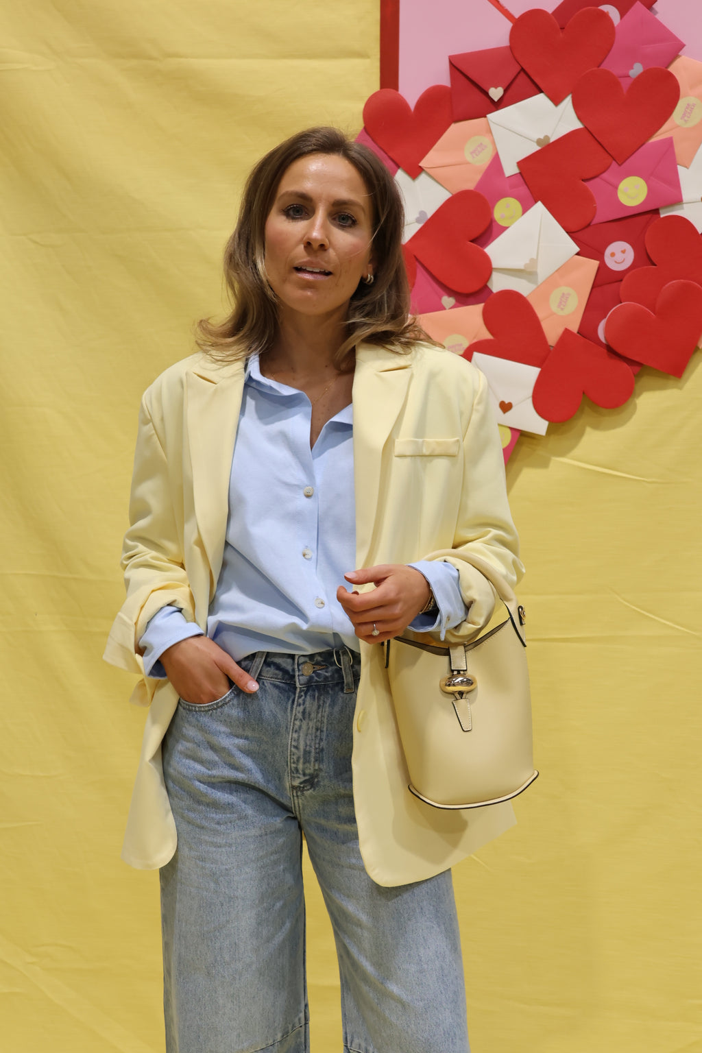 Poppy detail blazer geel