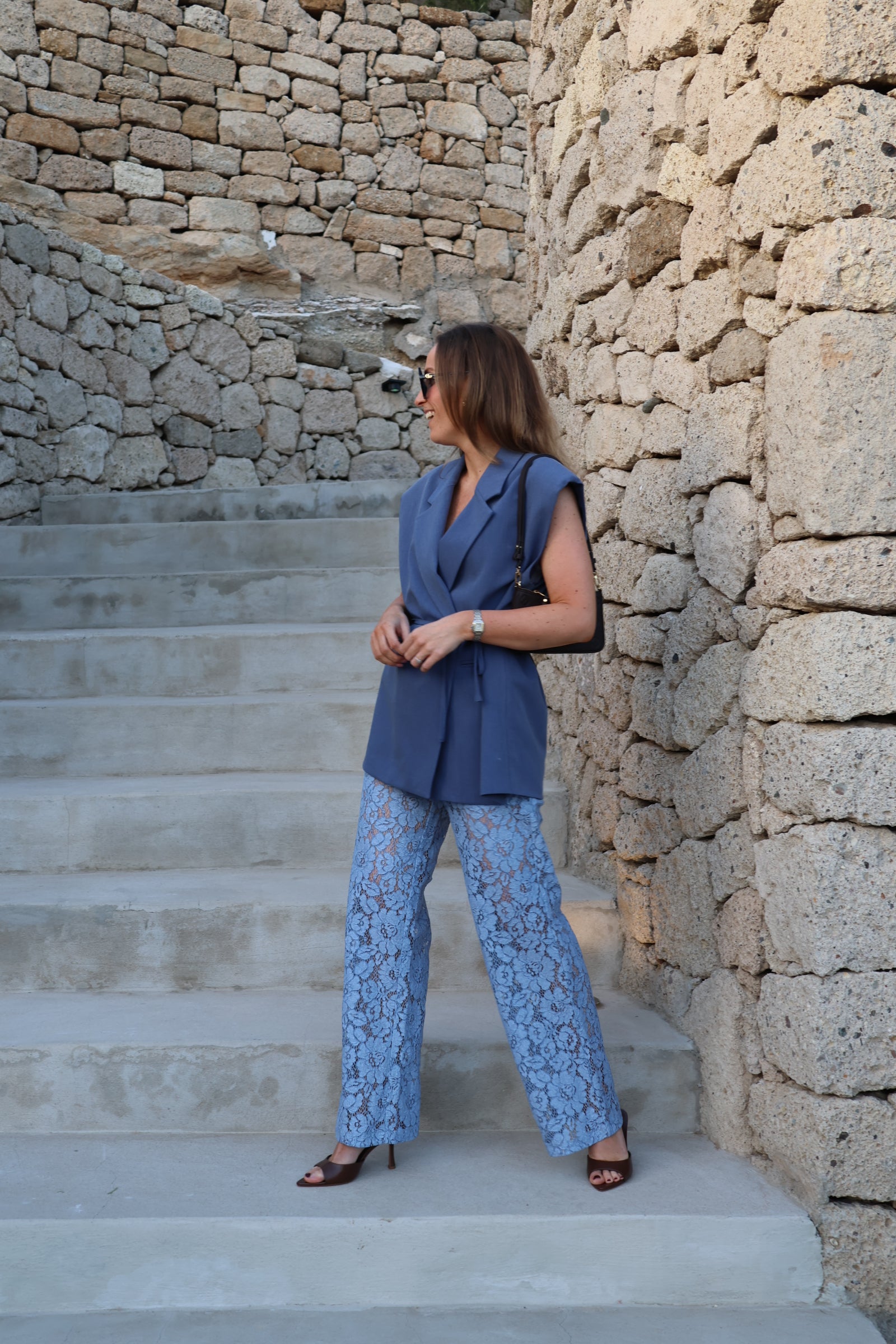 Serena lace trousers blauw