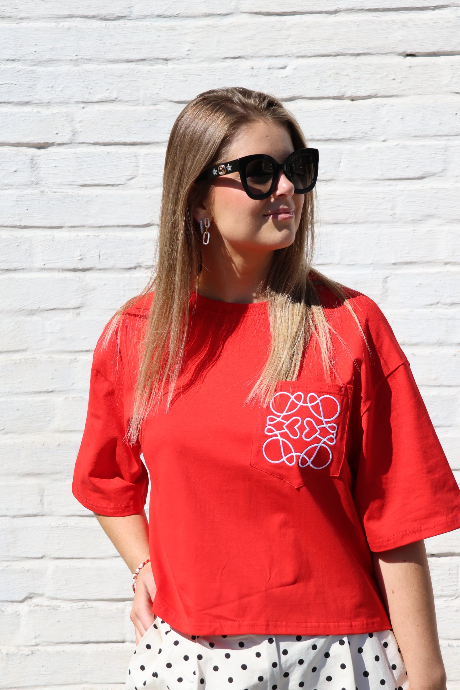 Nienke detail T-shirt rood