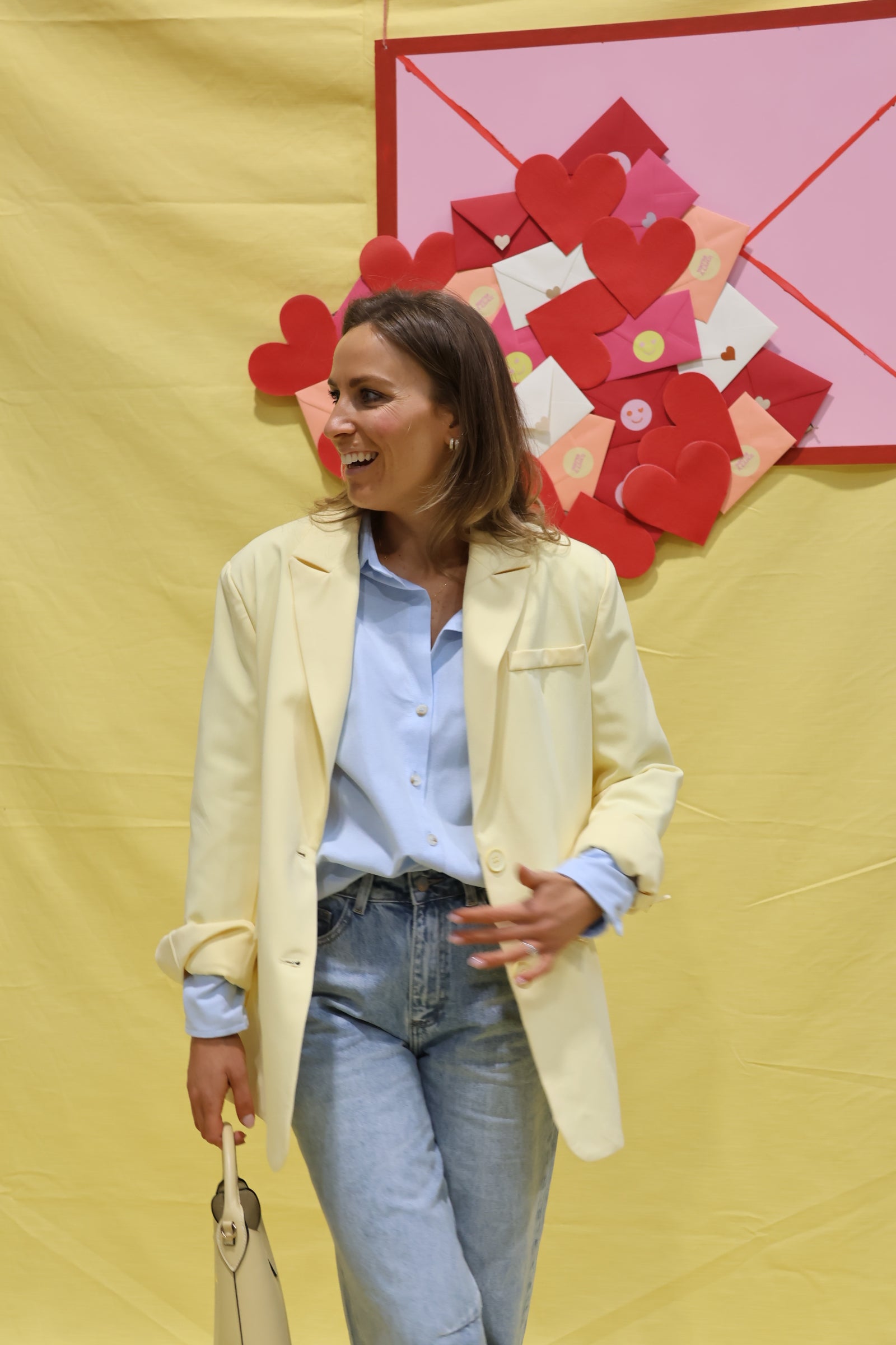 Poppy detail blazer geel