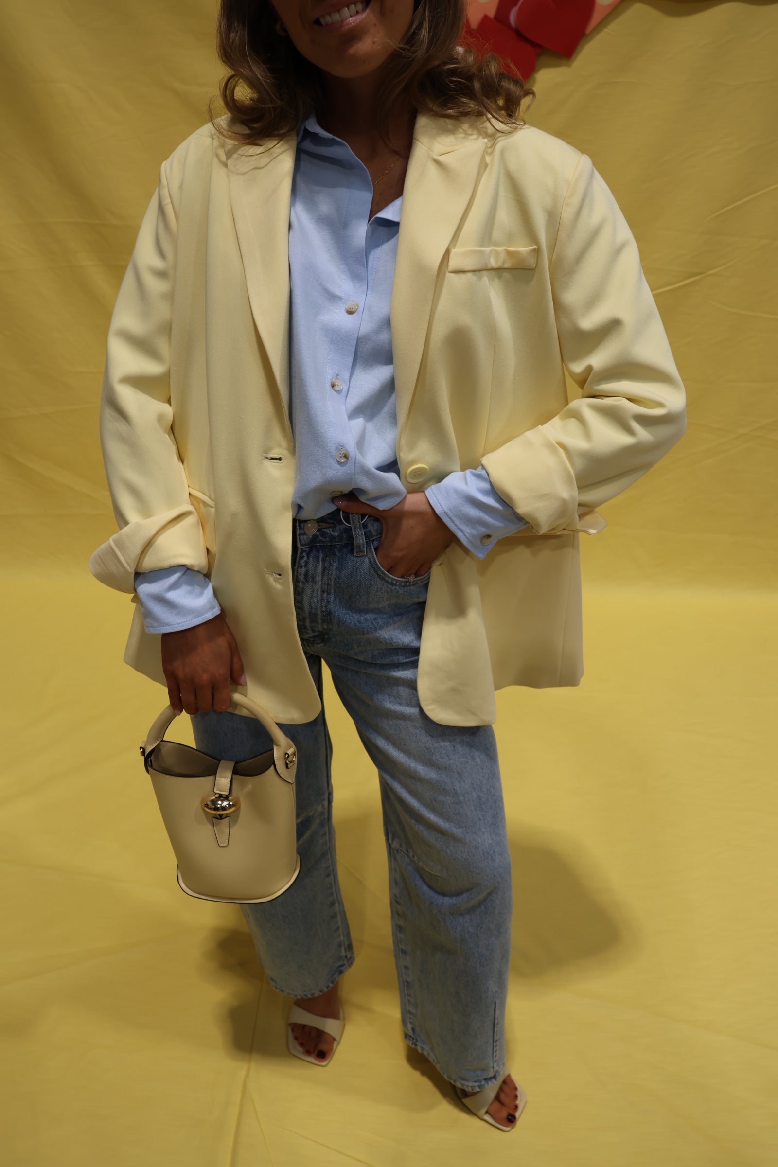 Poppy detail blazer geel