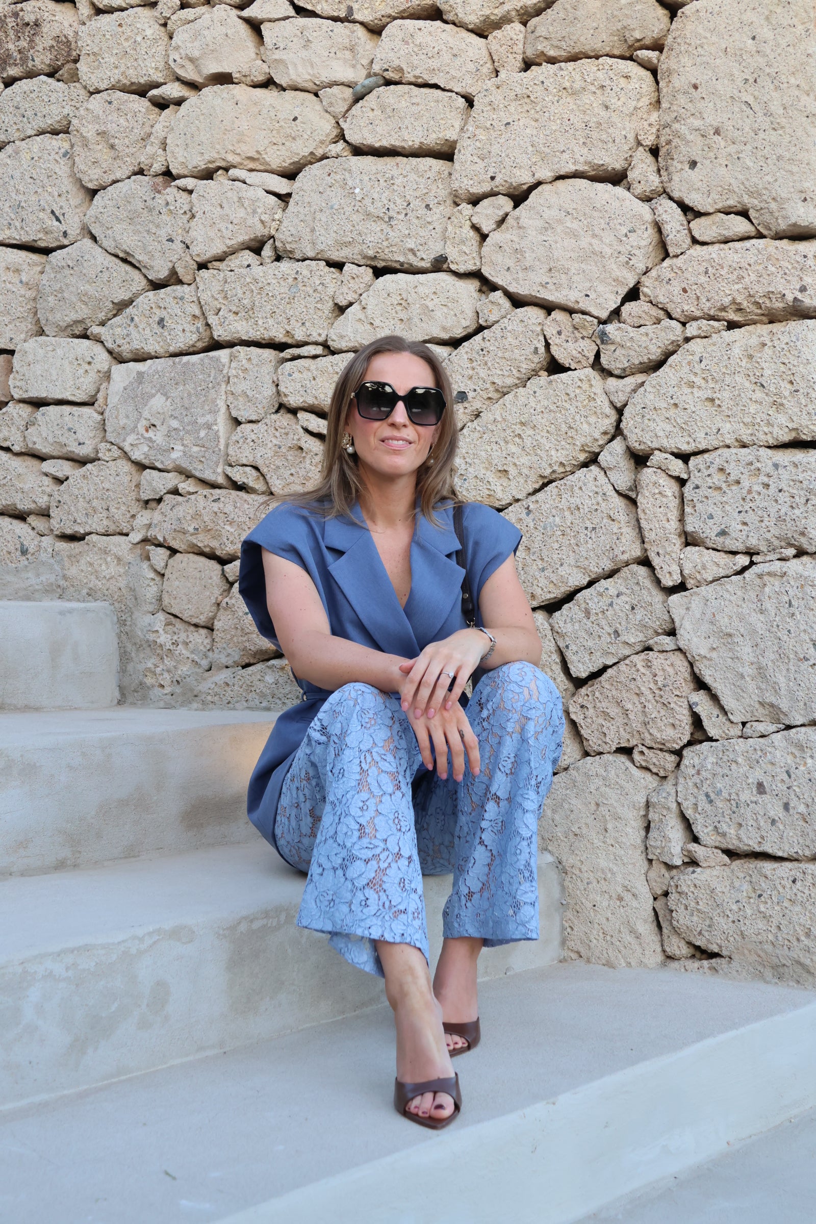 PRE-ORDER Vienna mouwloze blazer blauw