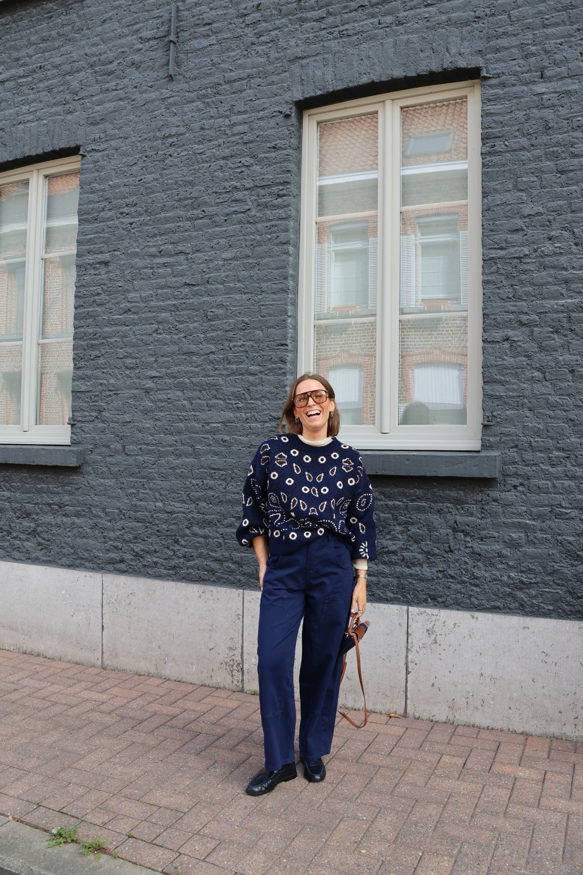 Liz trui met paisley print marine