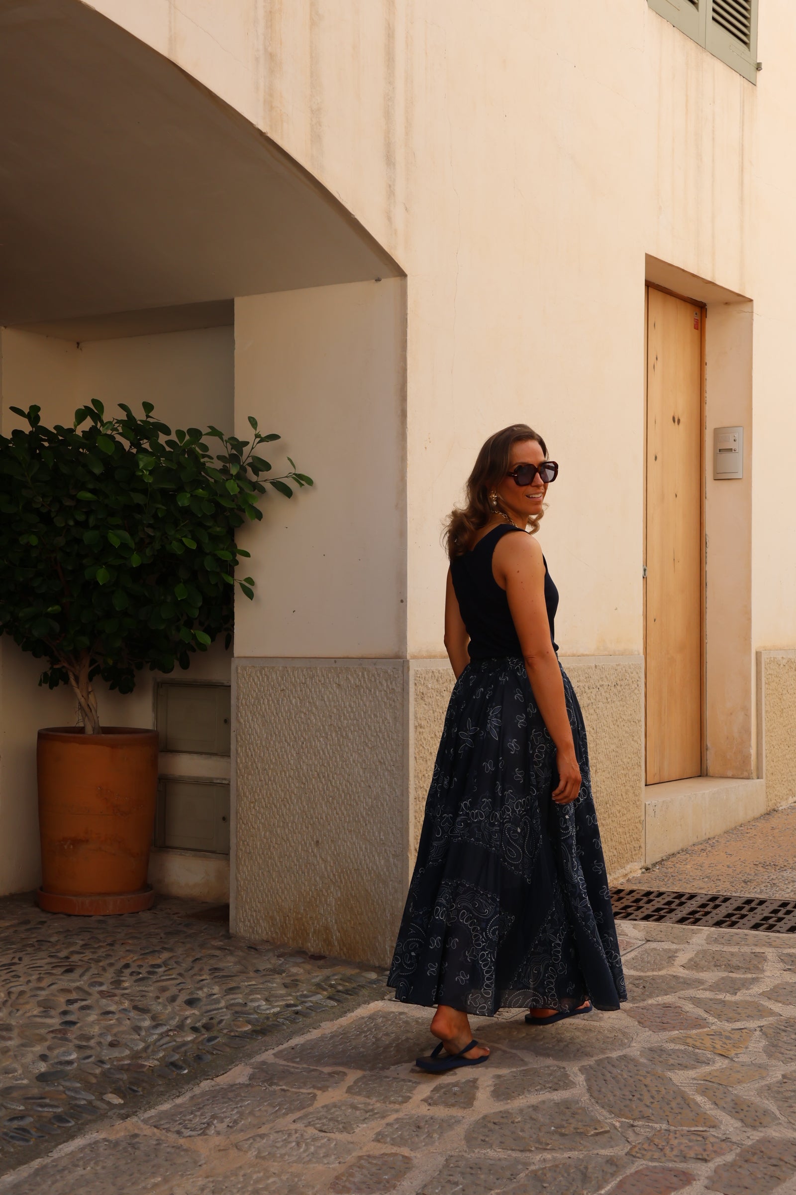 Paisley maxi rok marine