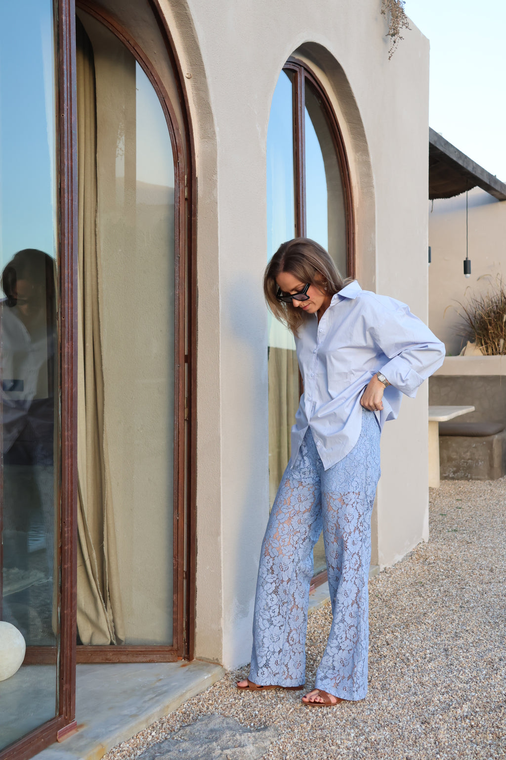 Serena lace trousers blauw