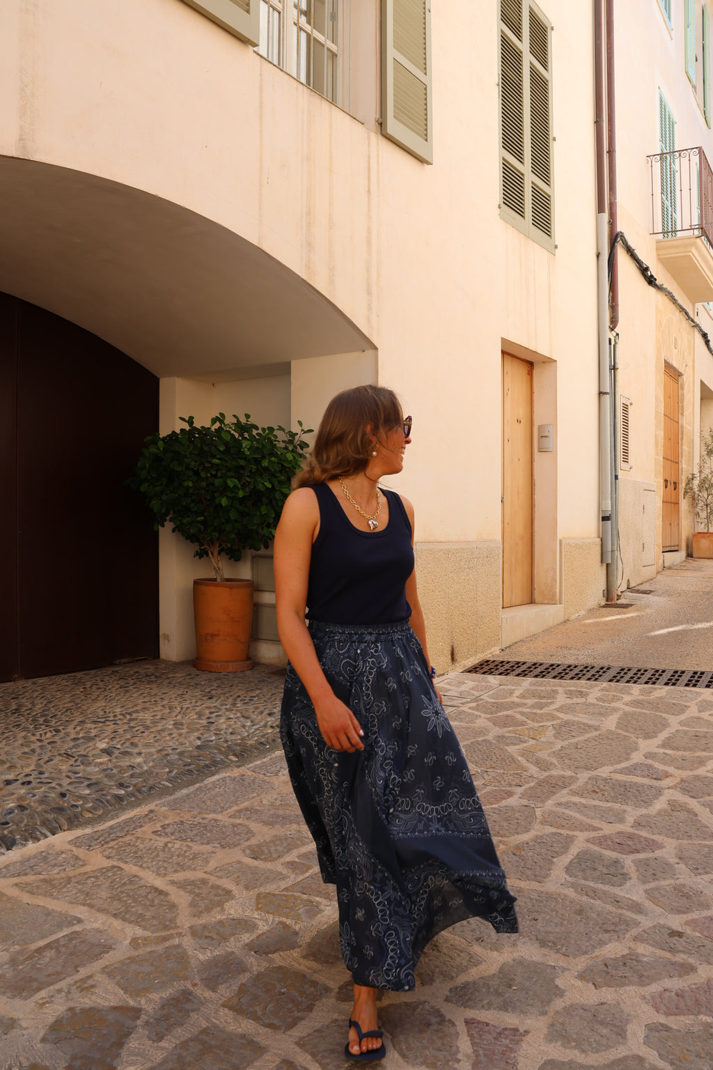 Paisley maxi rok marine