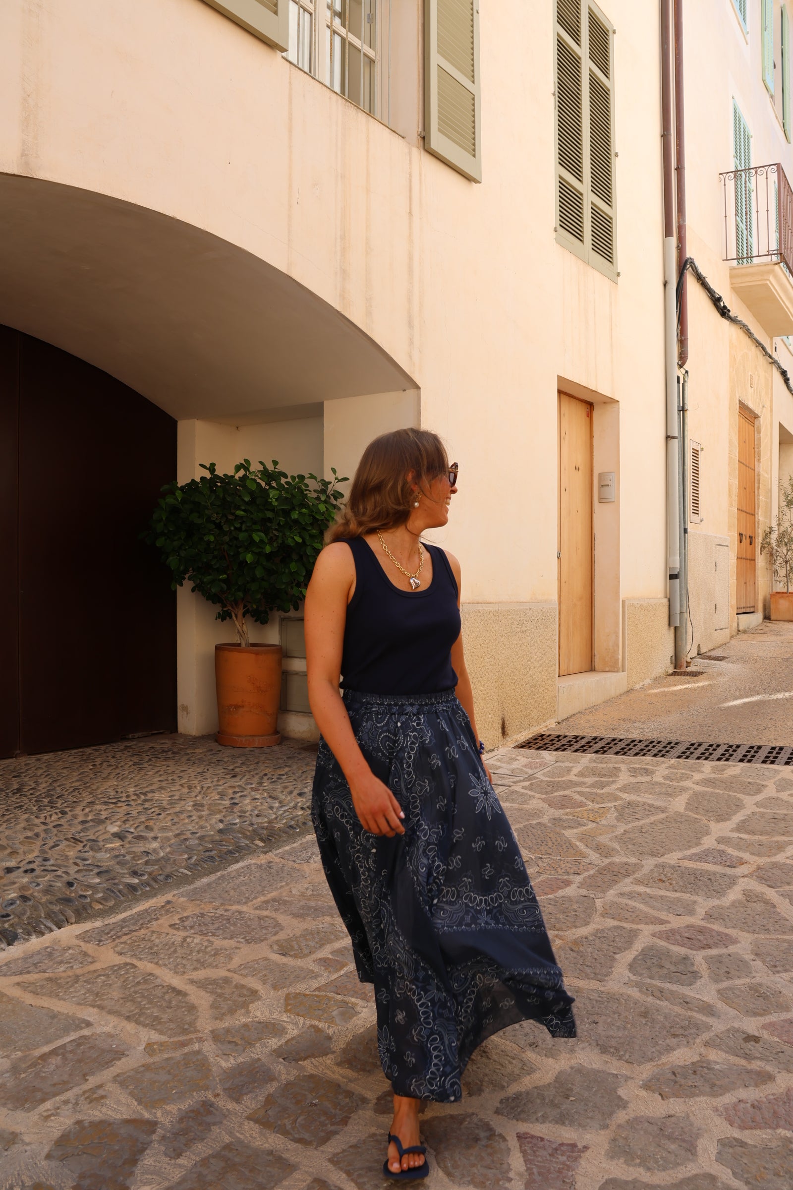 Paisley maxi rok marine