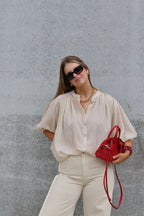 Lieke blouse met wijde mouwen beige