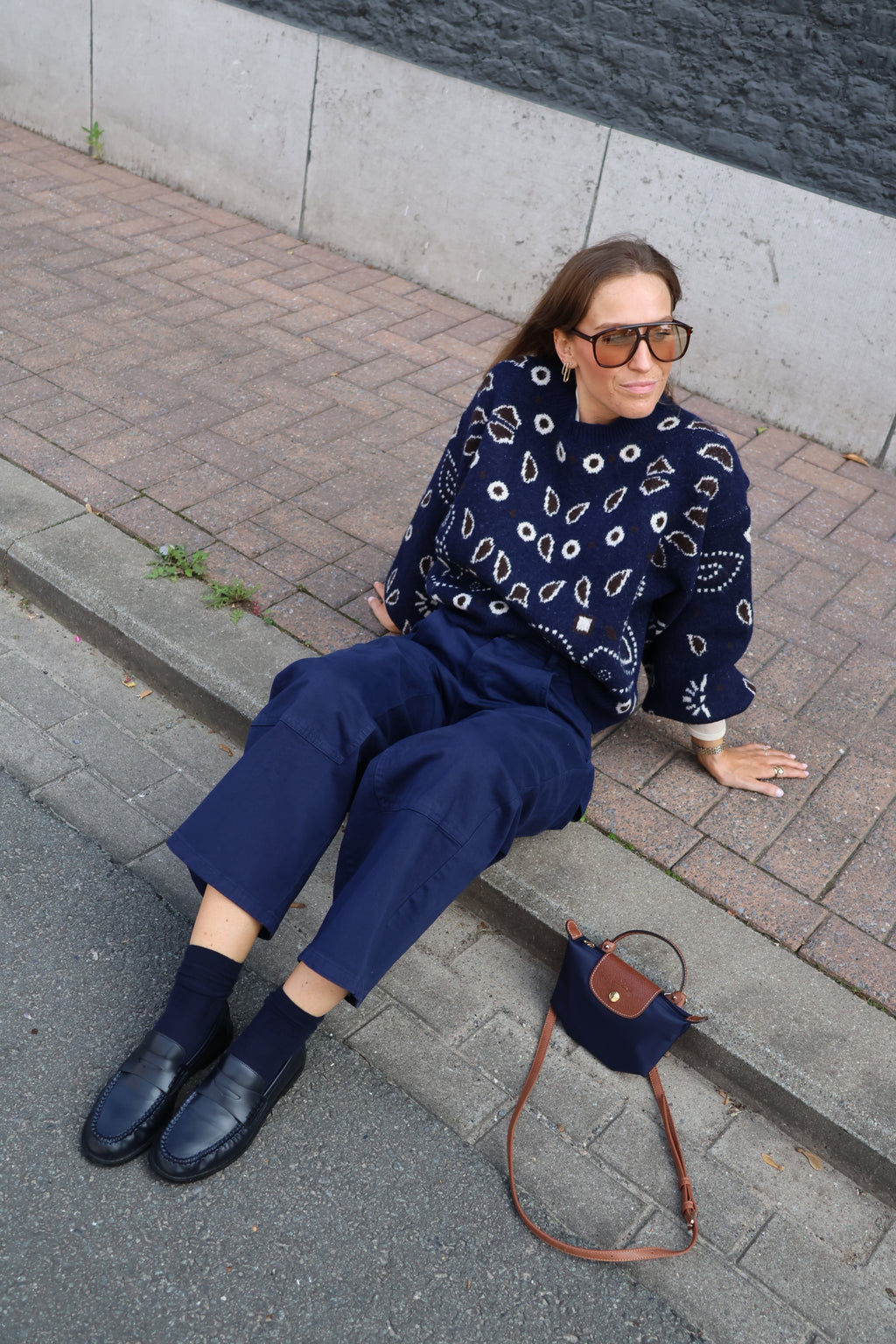Liz trui met paisley print marine