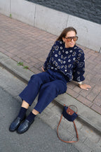 Liz trui met paisley print marine