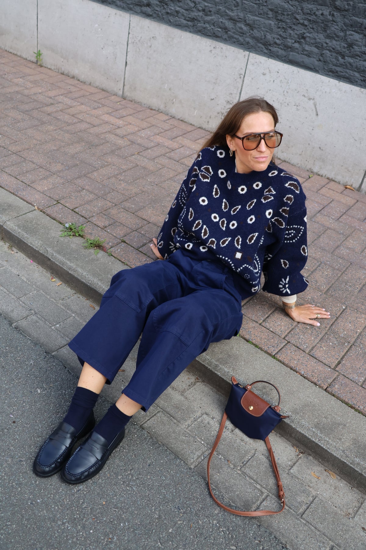Liz trui met paisley print marine